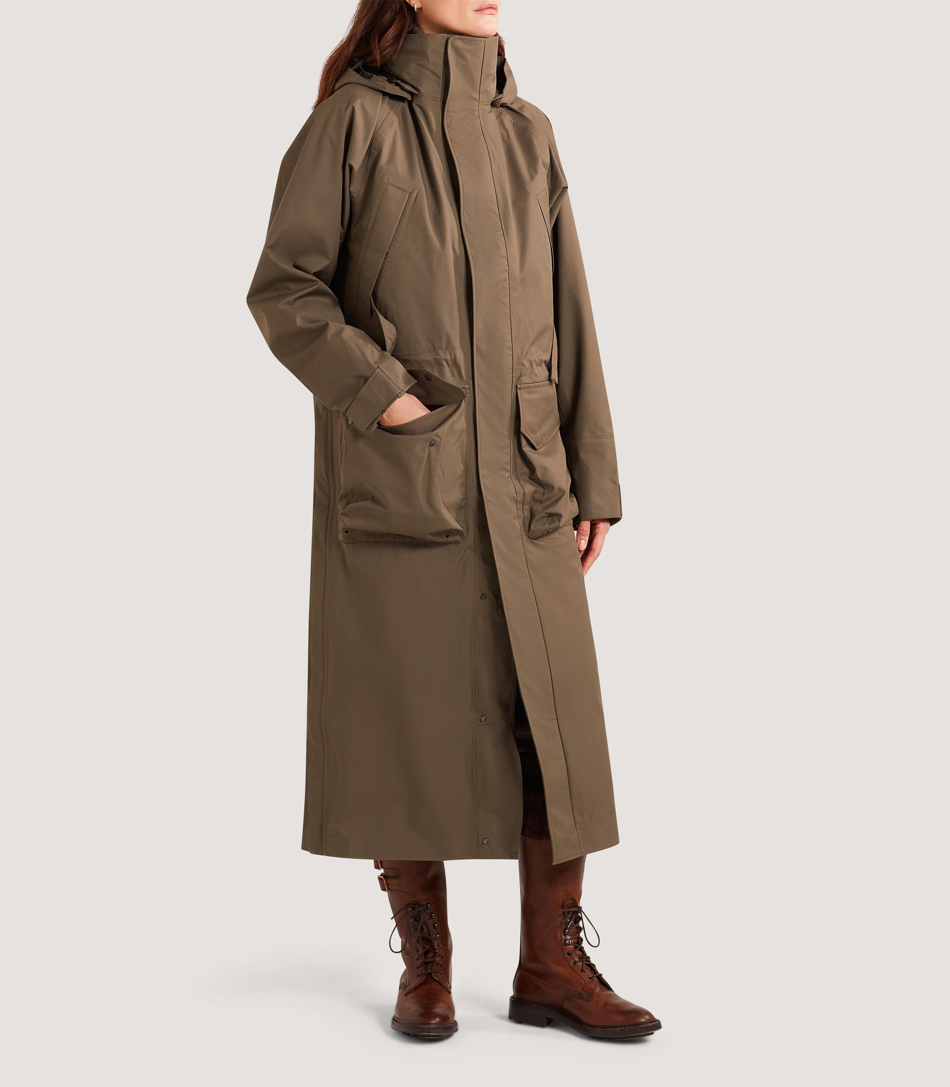 Modelled angle showing the hood and pocket placement