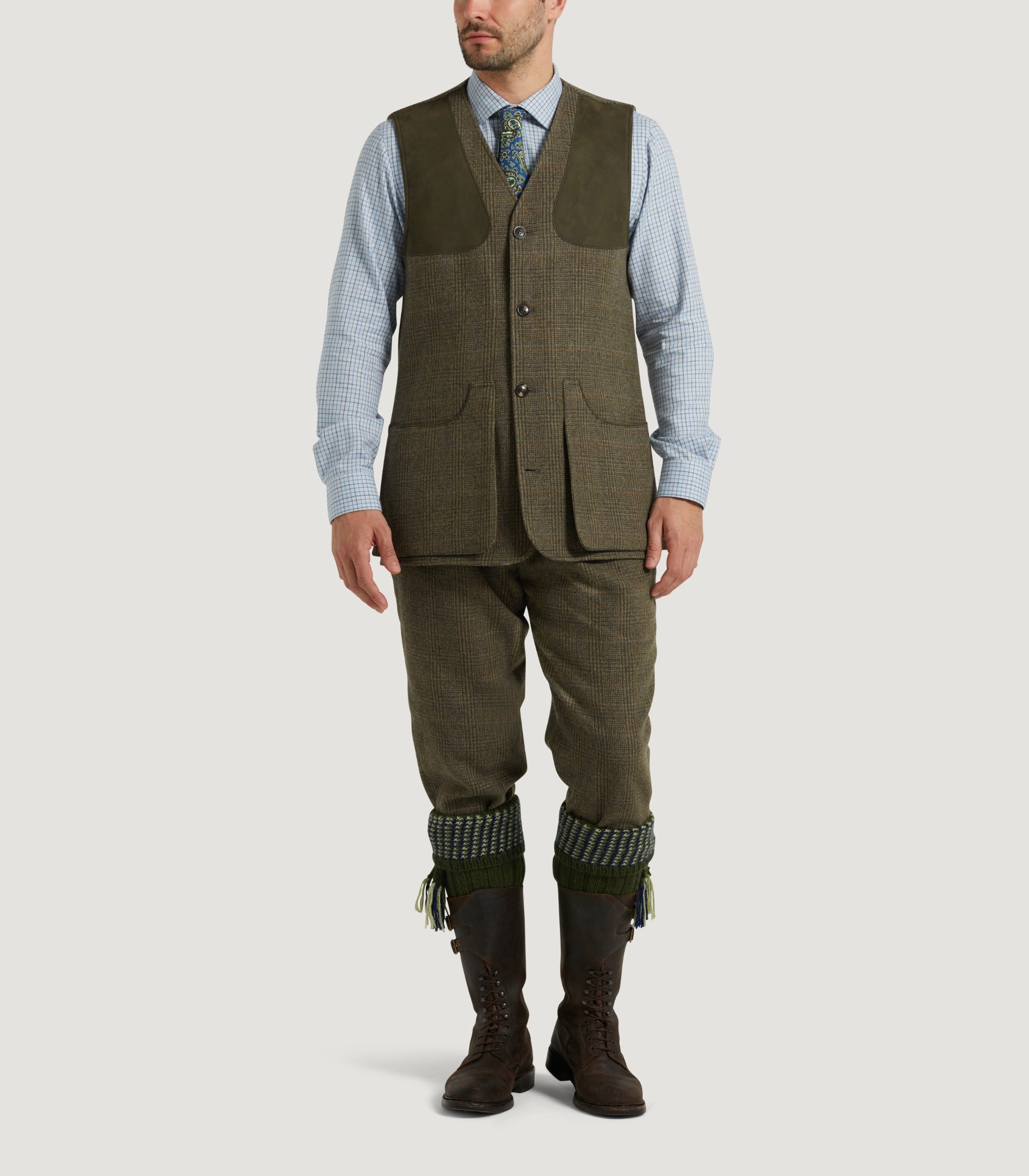 Modelled front view with full shooting outfit