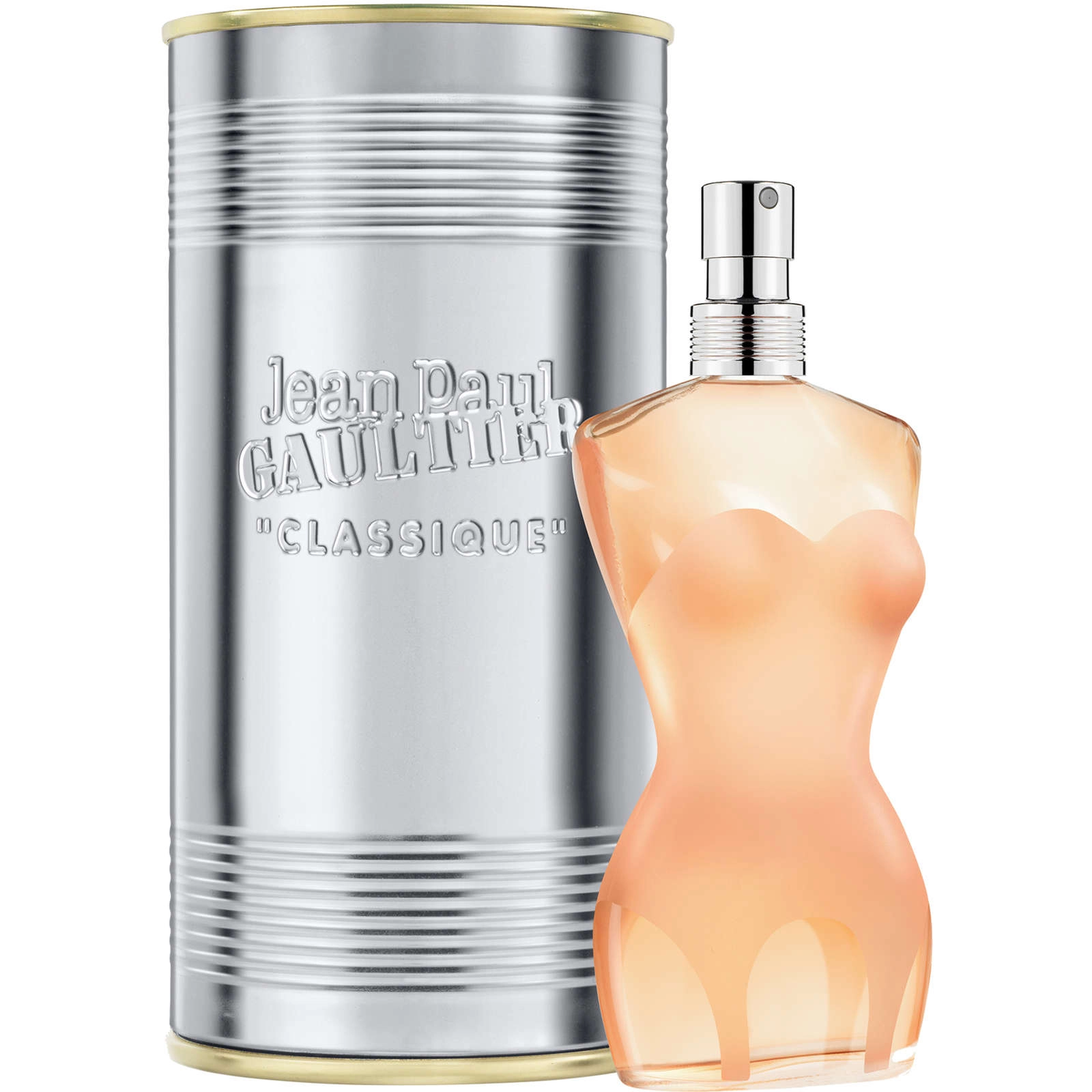 Close bottle and tin view highlighting the corset form