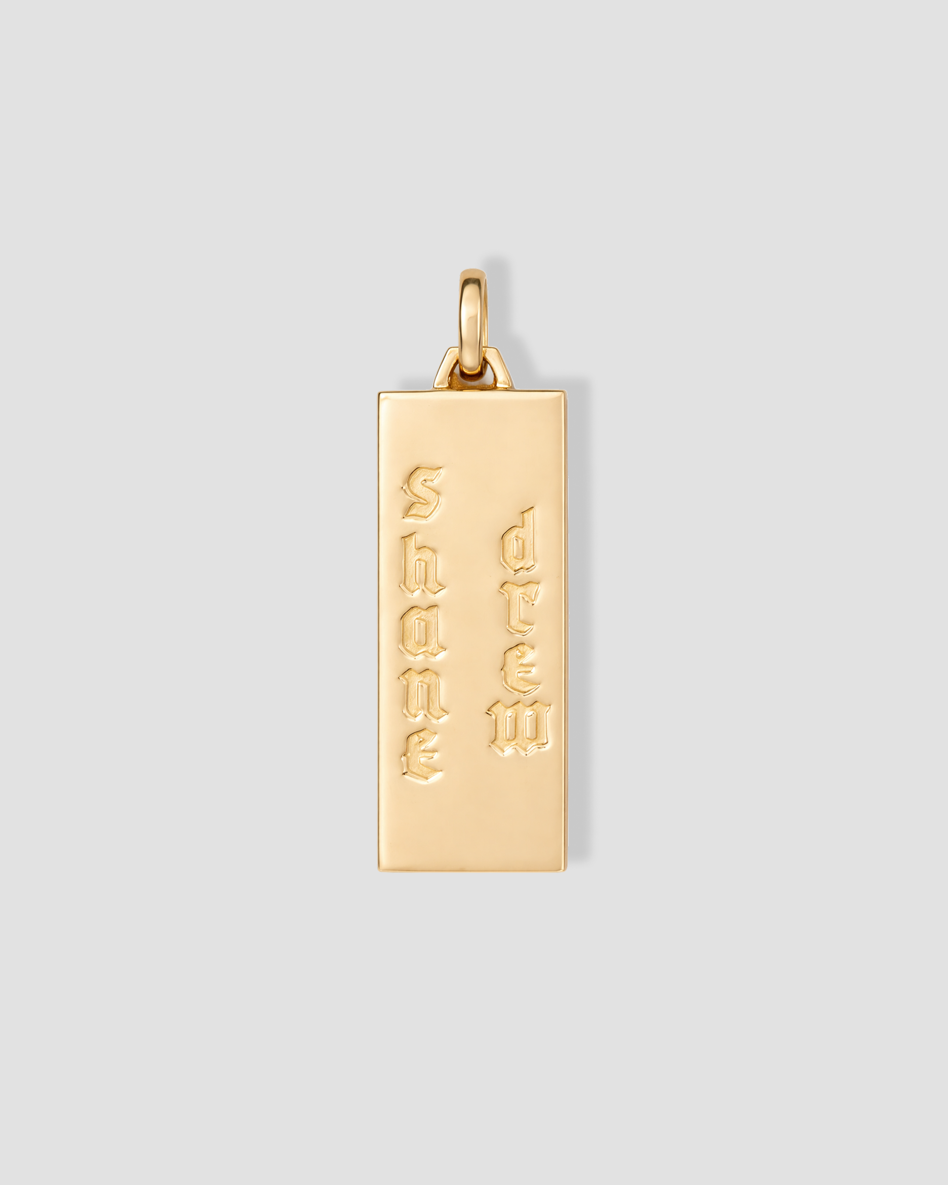 Clean packshot of the rectangular engraved tag