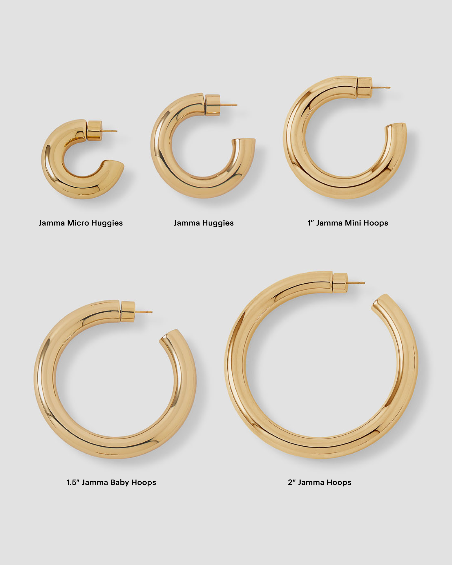 Jamma family comparison from micro huggies to 2-inch hoops