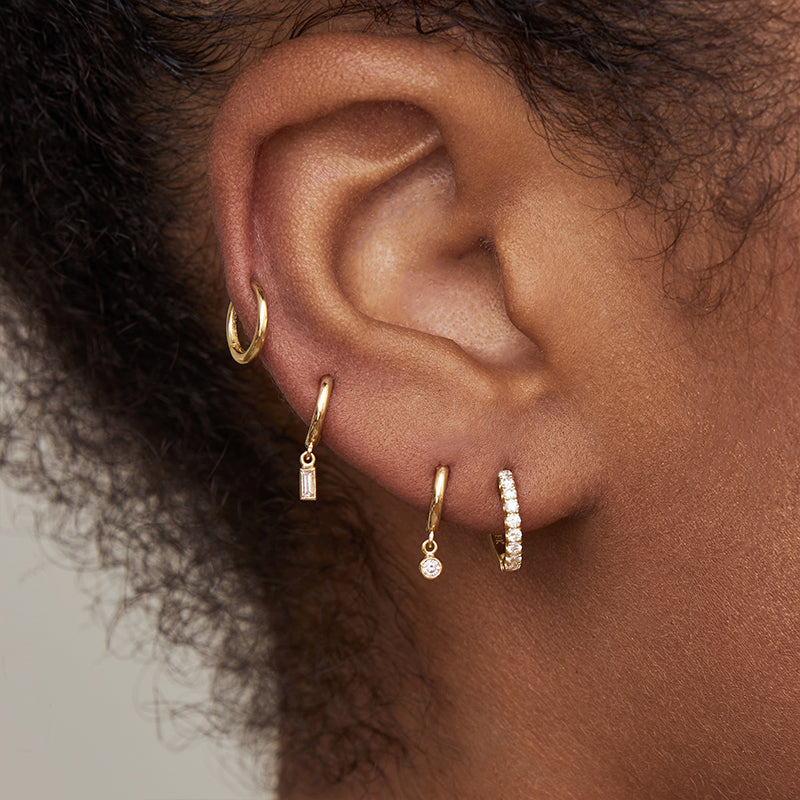 Styled stacked up the ear