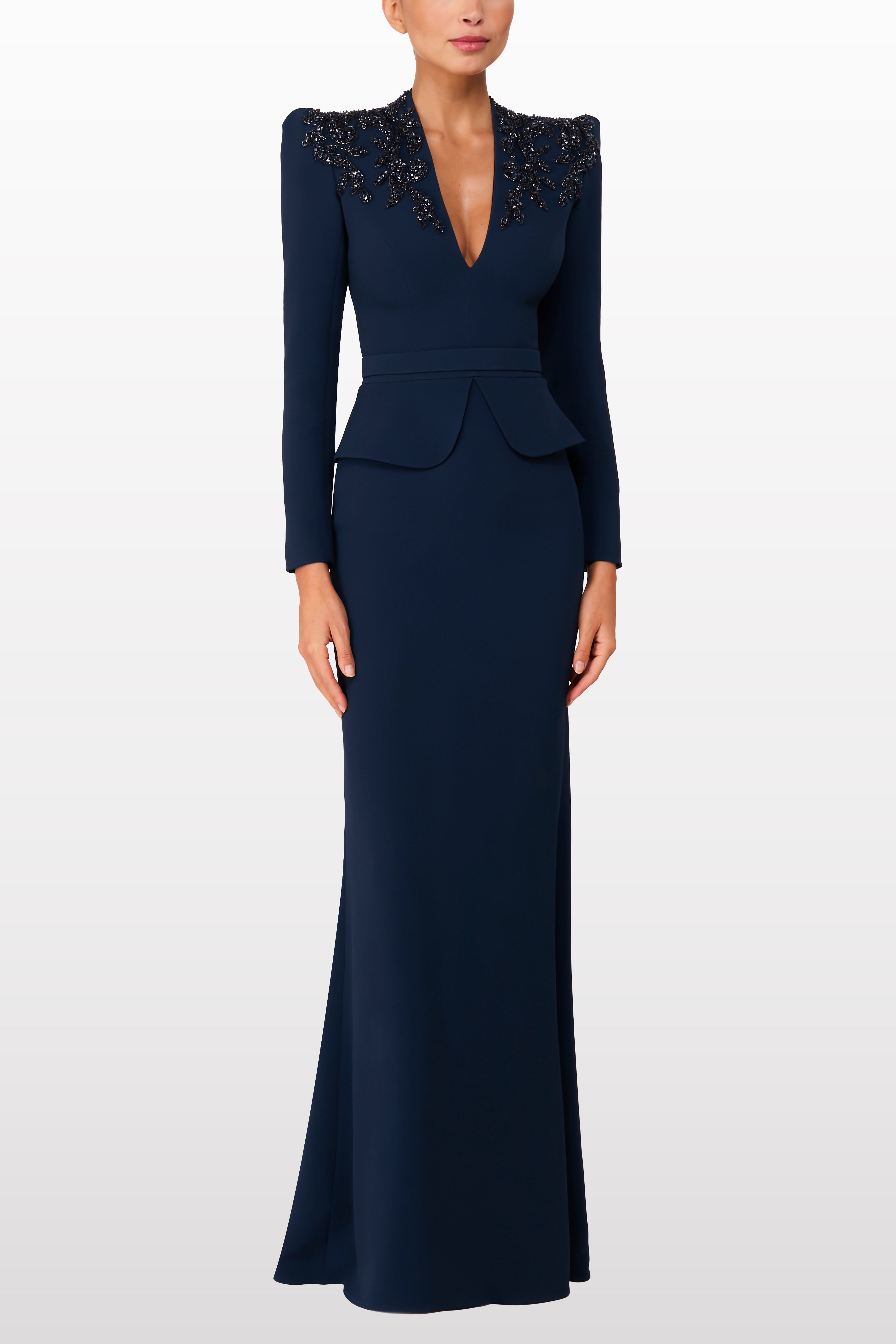 Blackthorne Blue 2124 gown — three-quarter view