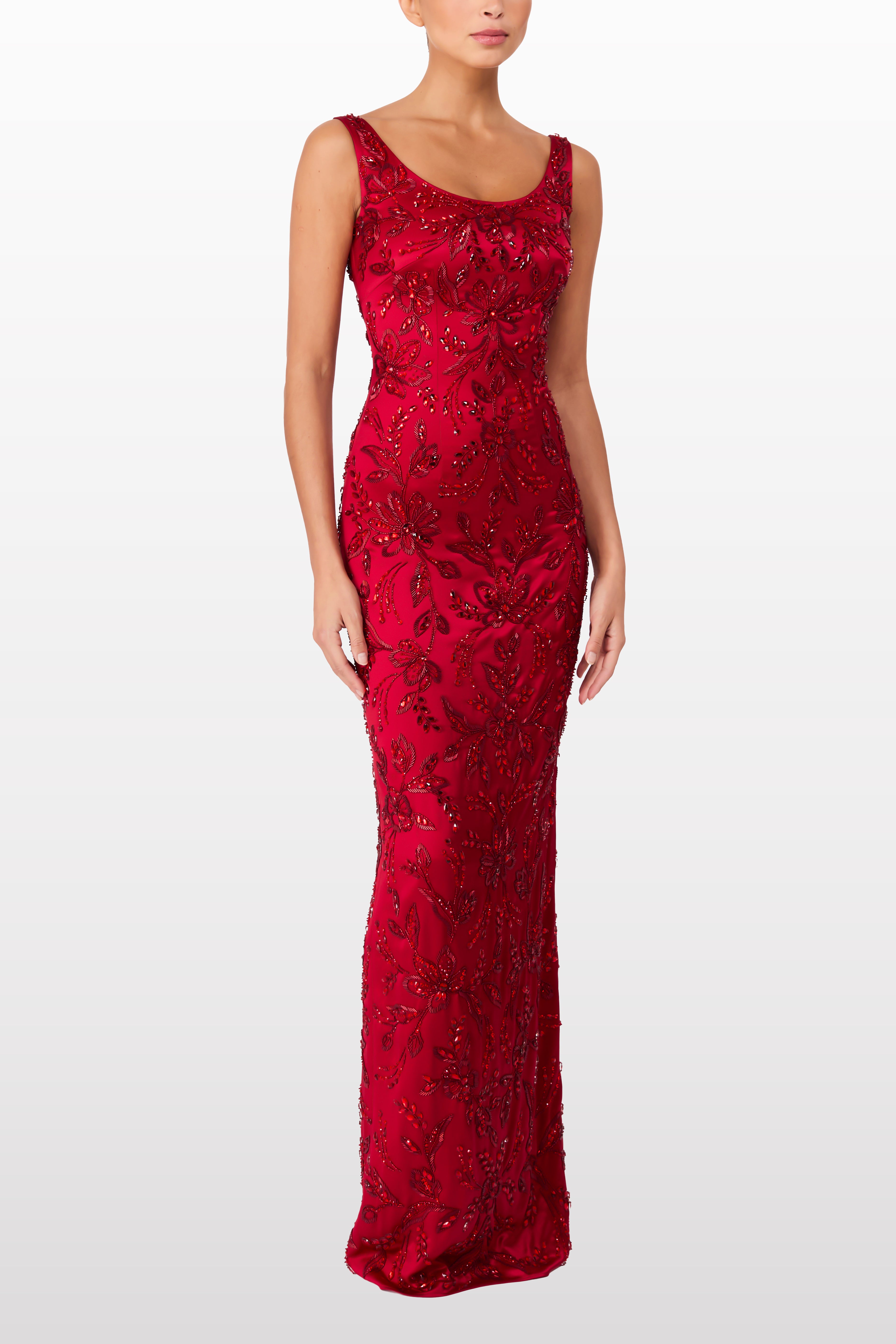Chilli Red 2132 gown — three-quarter view