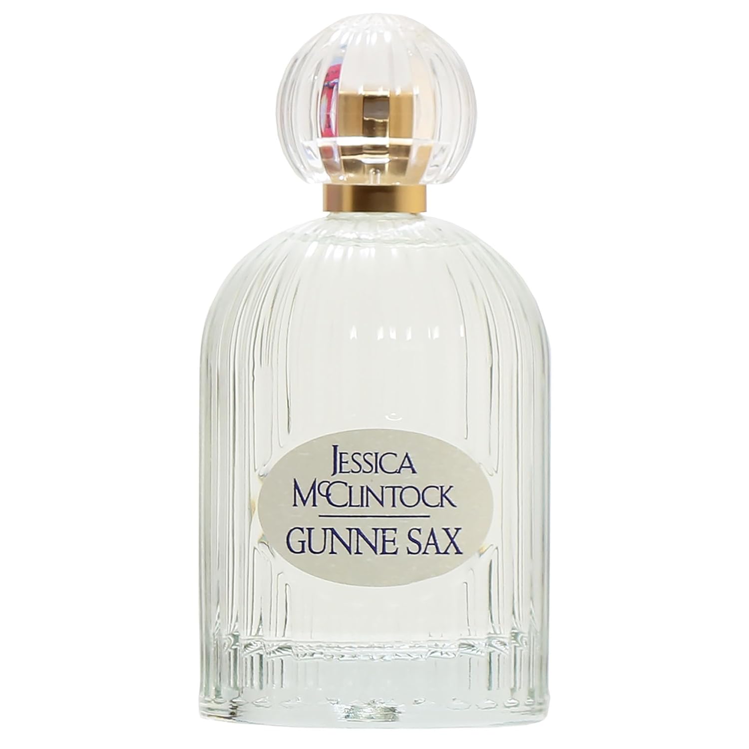 Closer bottle view of the ribbed glass and domed cap