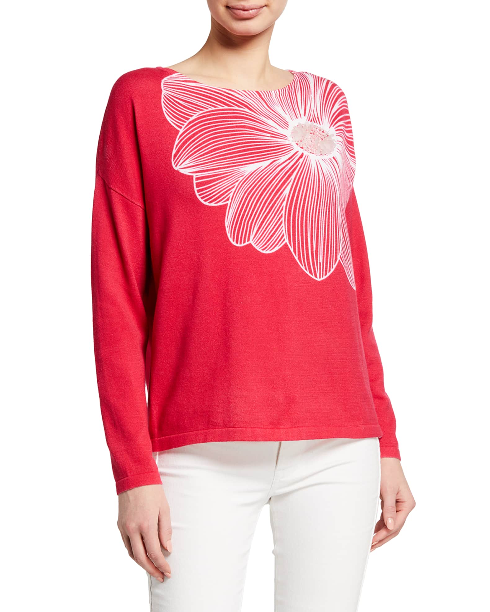 Floral Intarsia Cotton Sweater