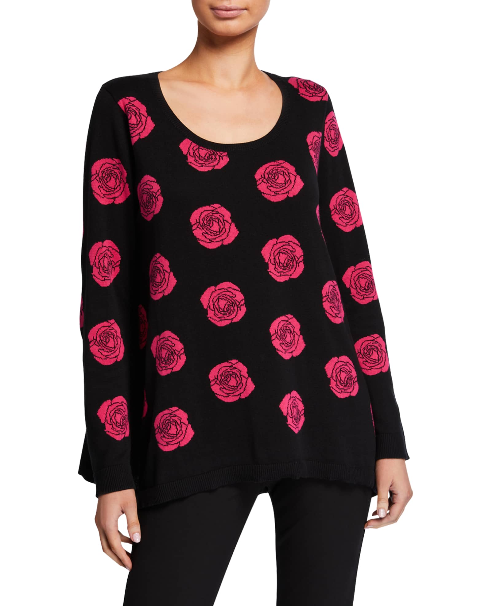Rose-motif intarsia in a darker palette