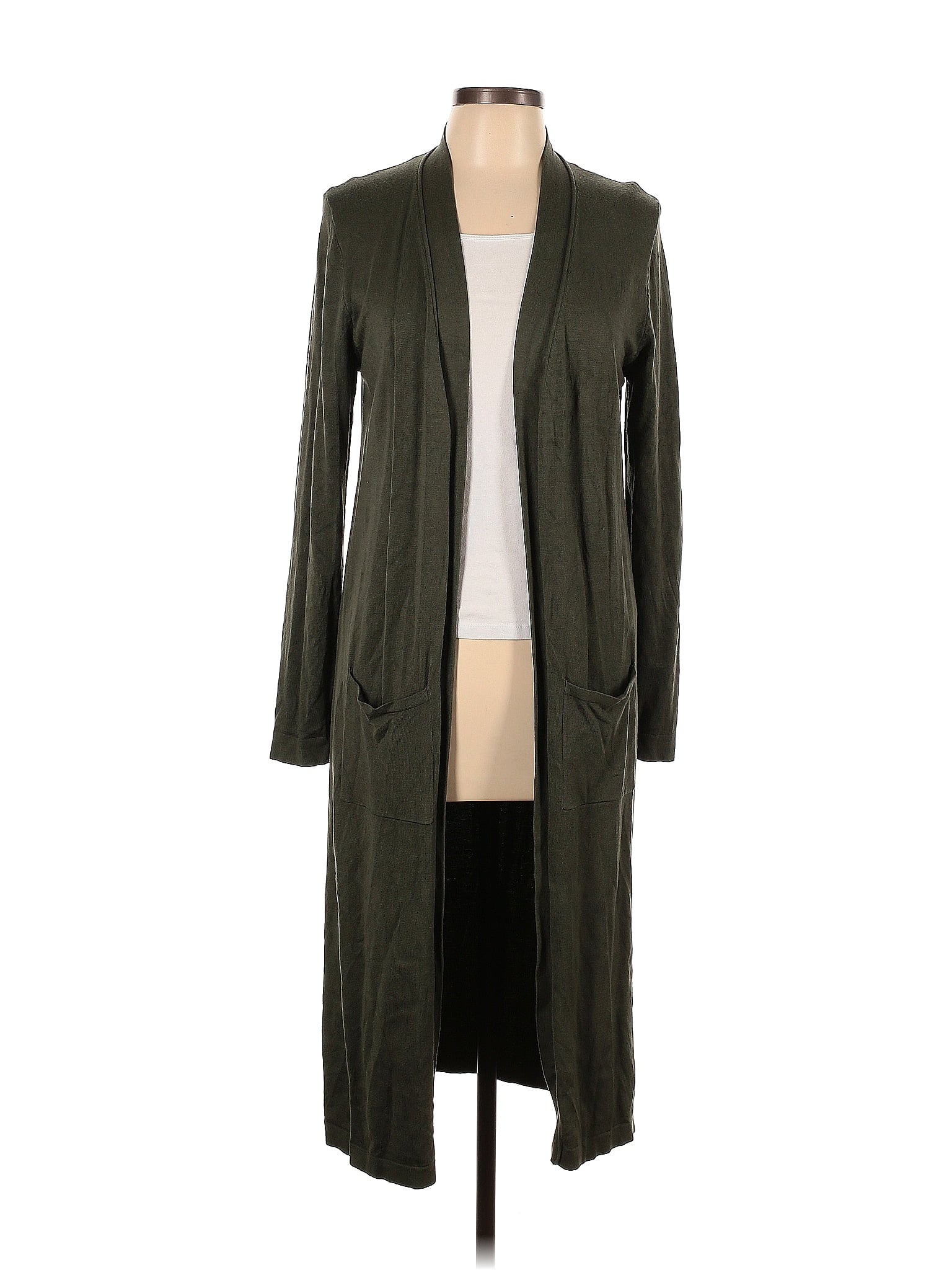 Longline draped cardigan silhouette