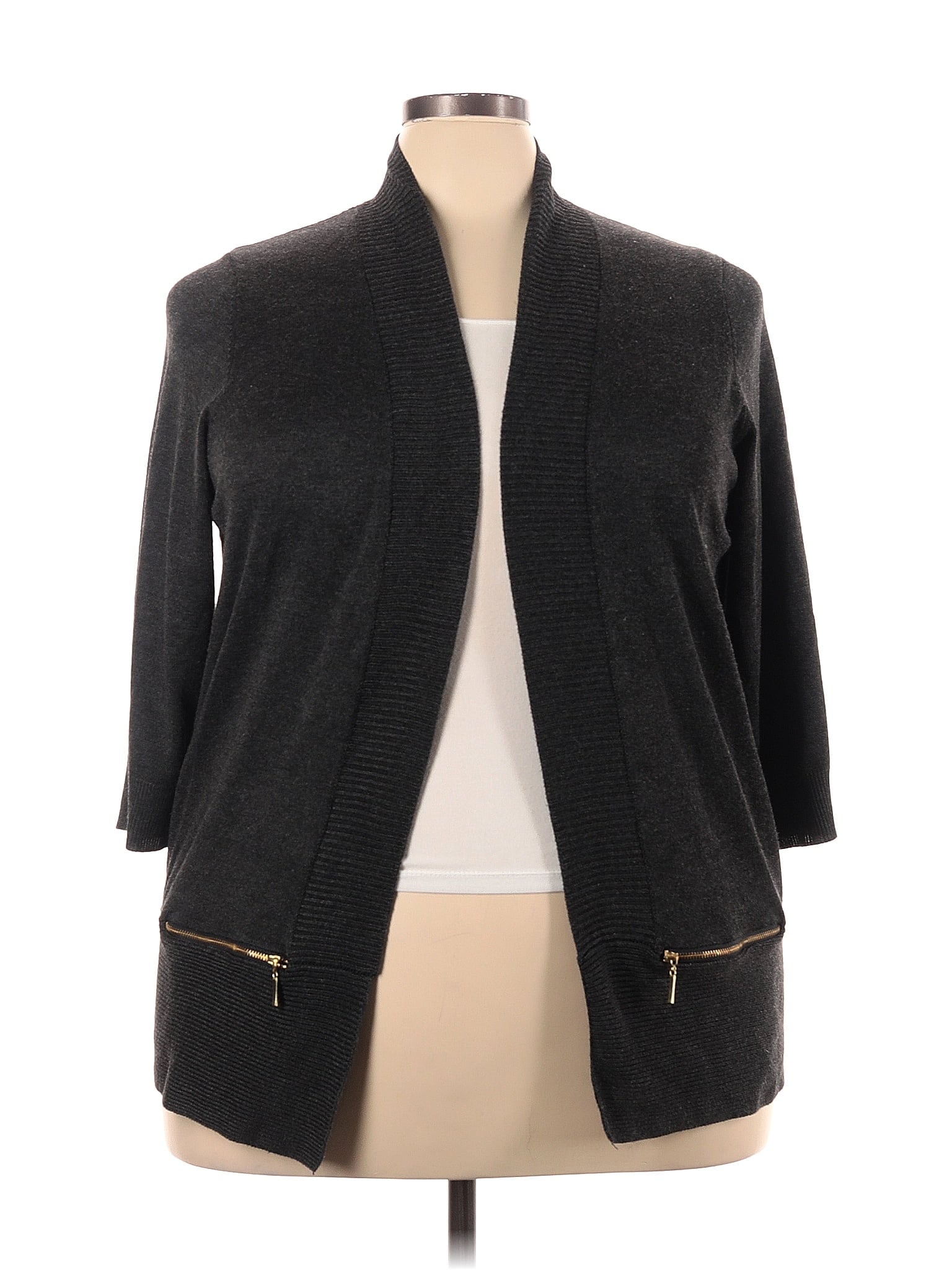 Open-front topper with zip-pocket detail