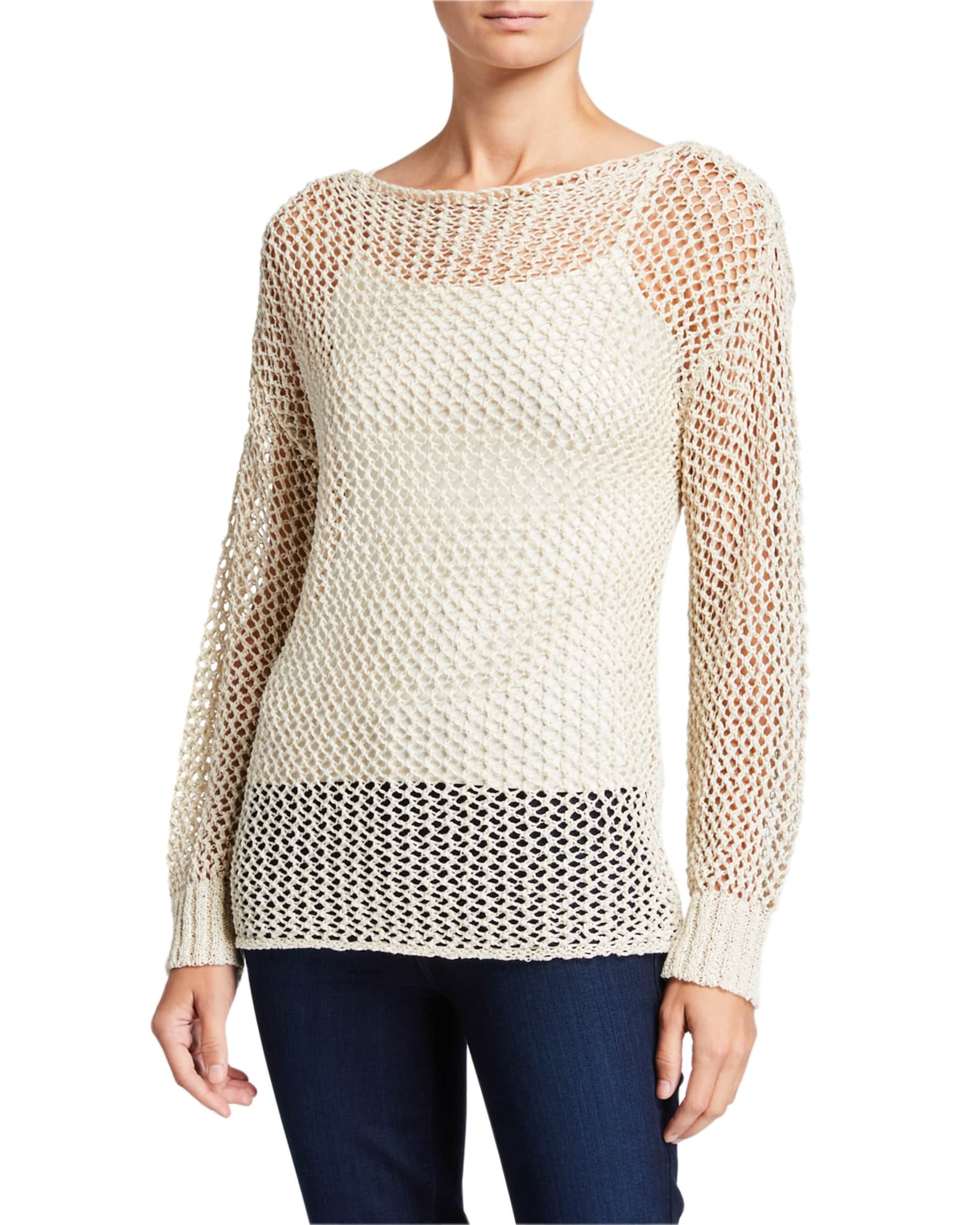 A neater boat-neck mesh interpretation