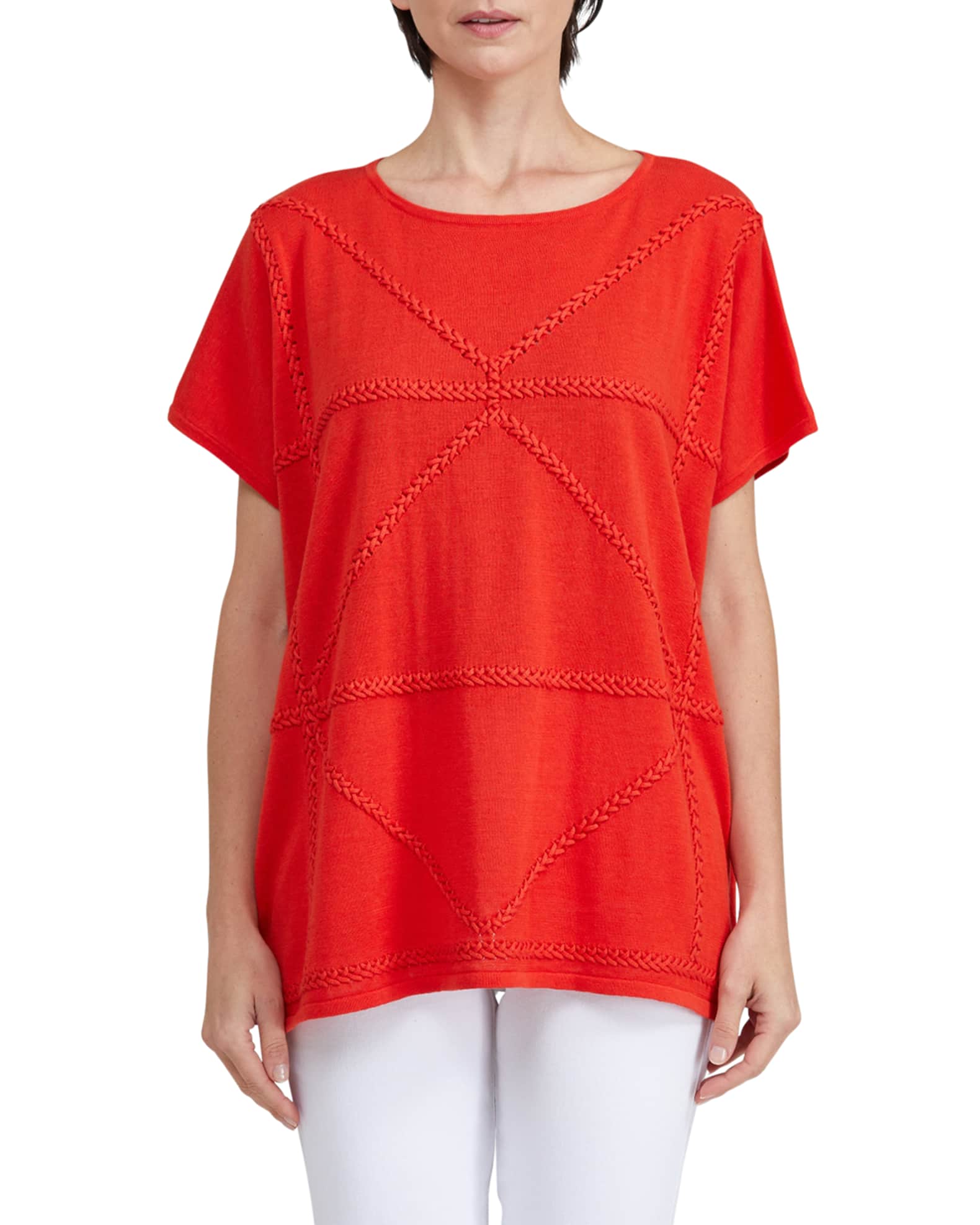 Coral plus-size version showing the same construction