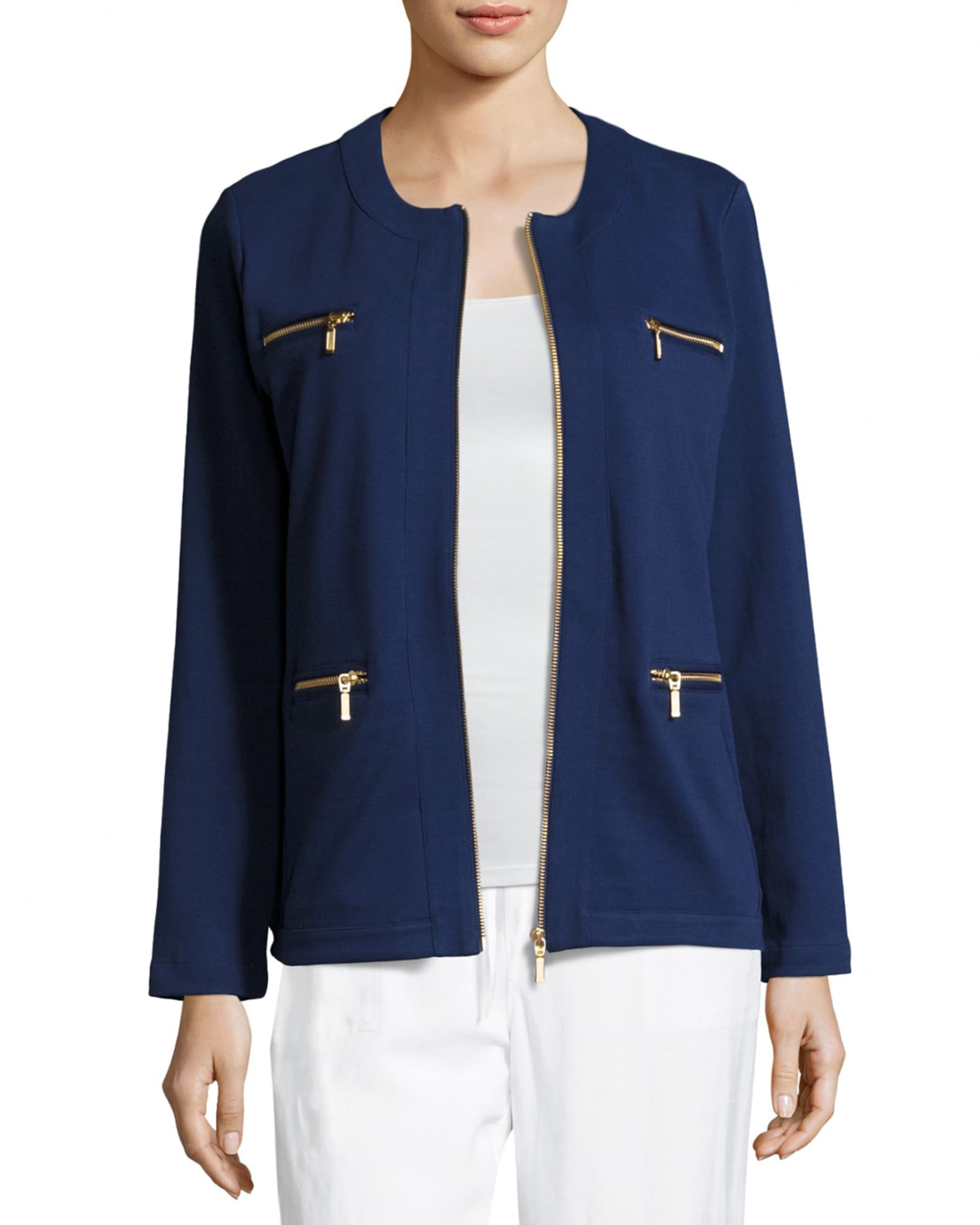 Stretch Interlock Zip-Front Jacket