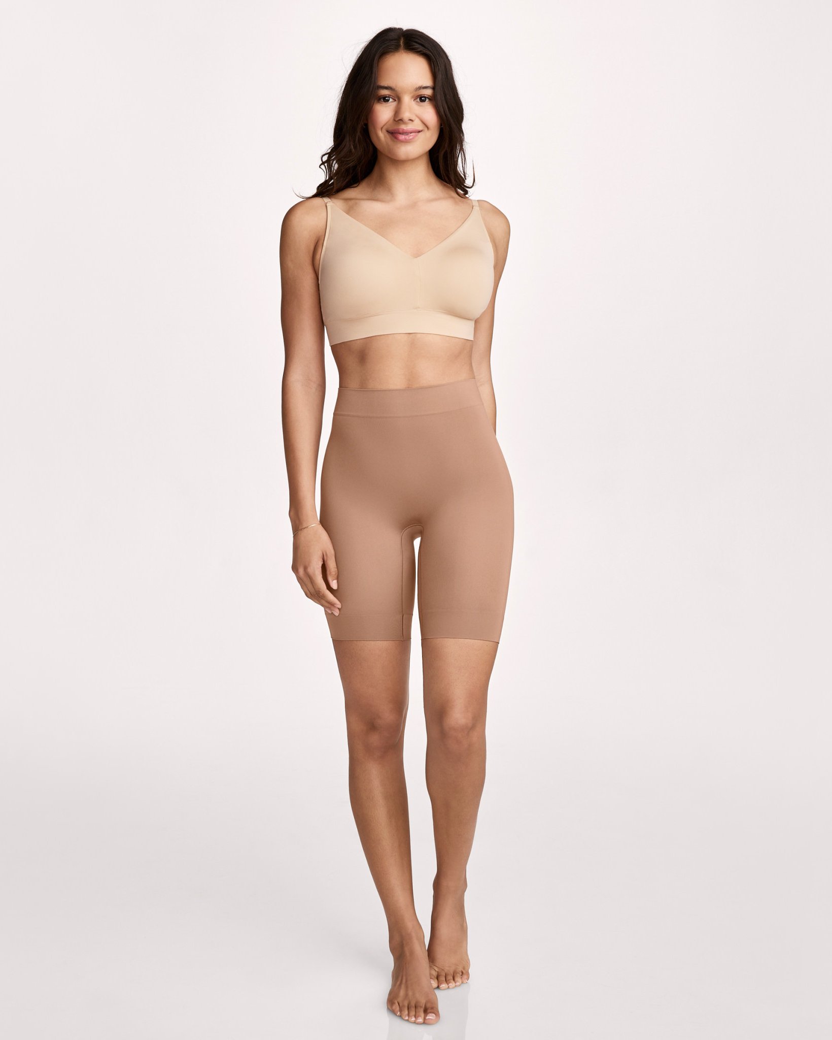 Styled image showing the lightweight mid-thigh length