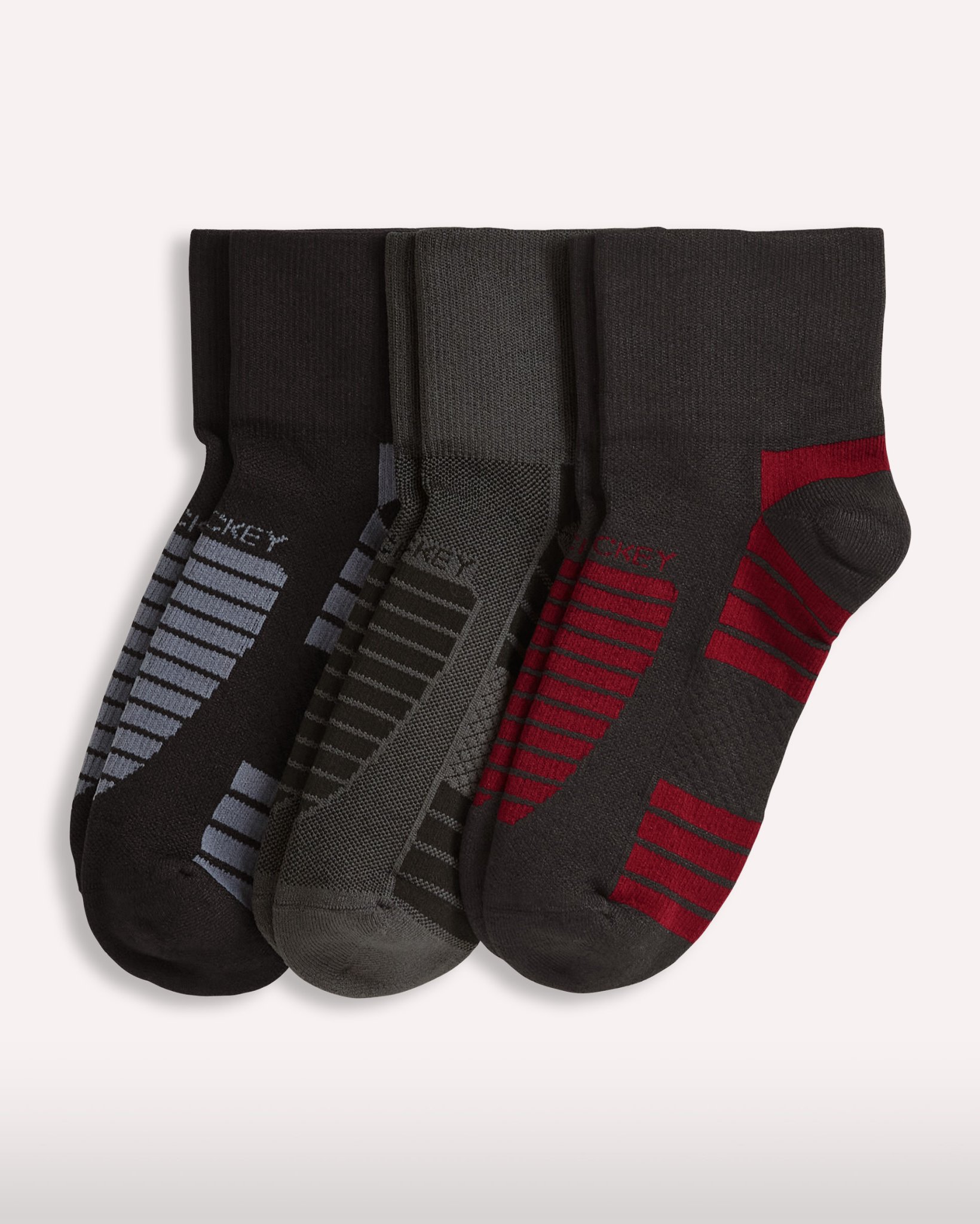 Three-pack laydown showing the ribbed sport construction
