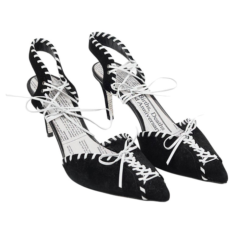 Gazette Print Lace-Up Heels