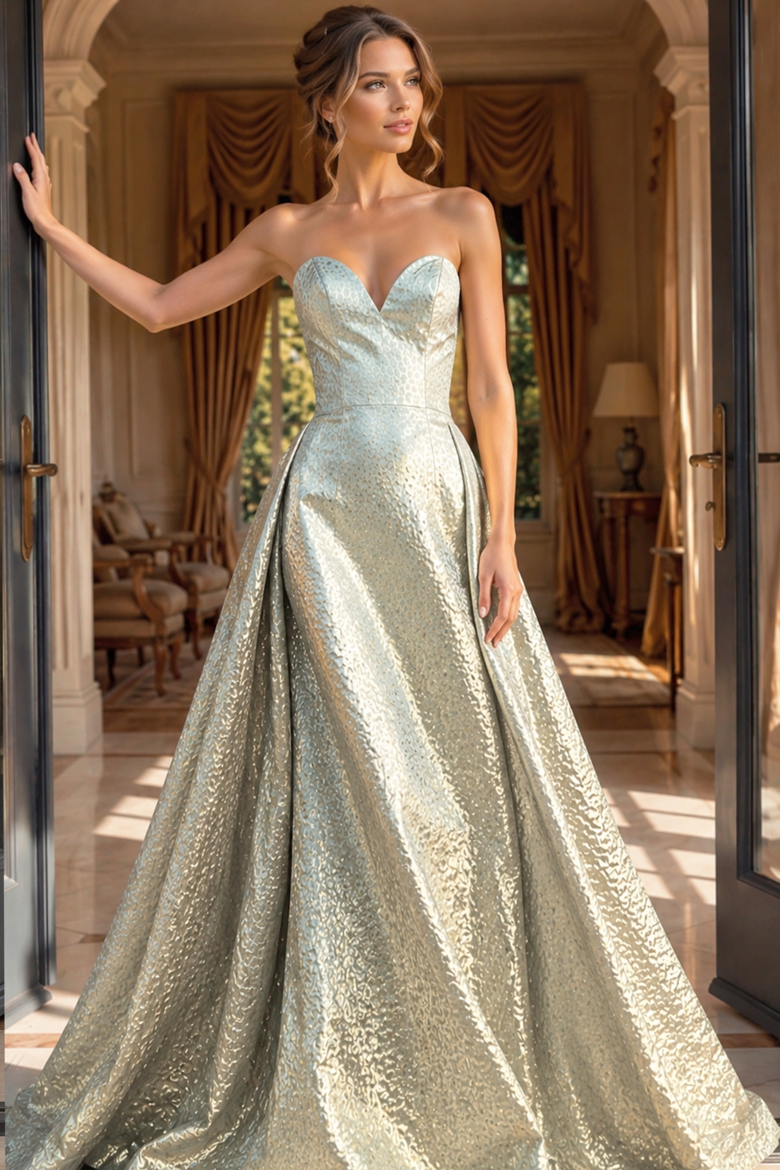 Metallic Ball Gown With Sweetheart Neckline 49903