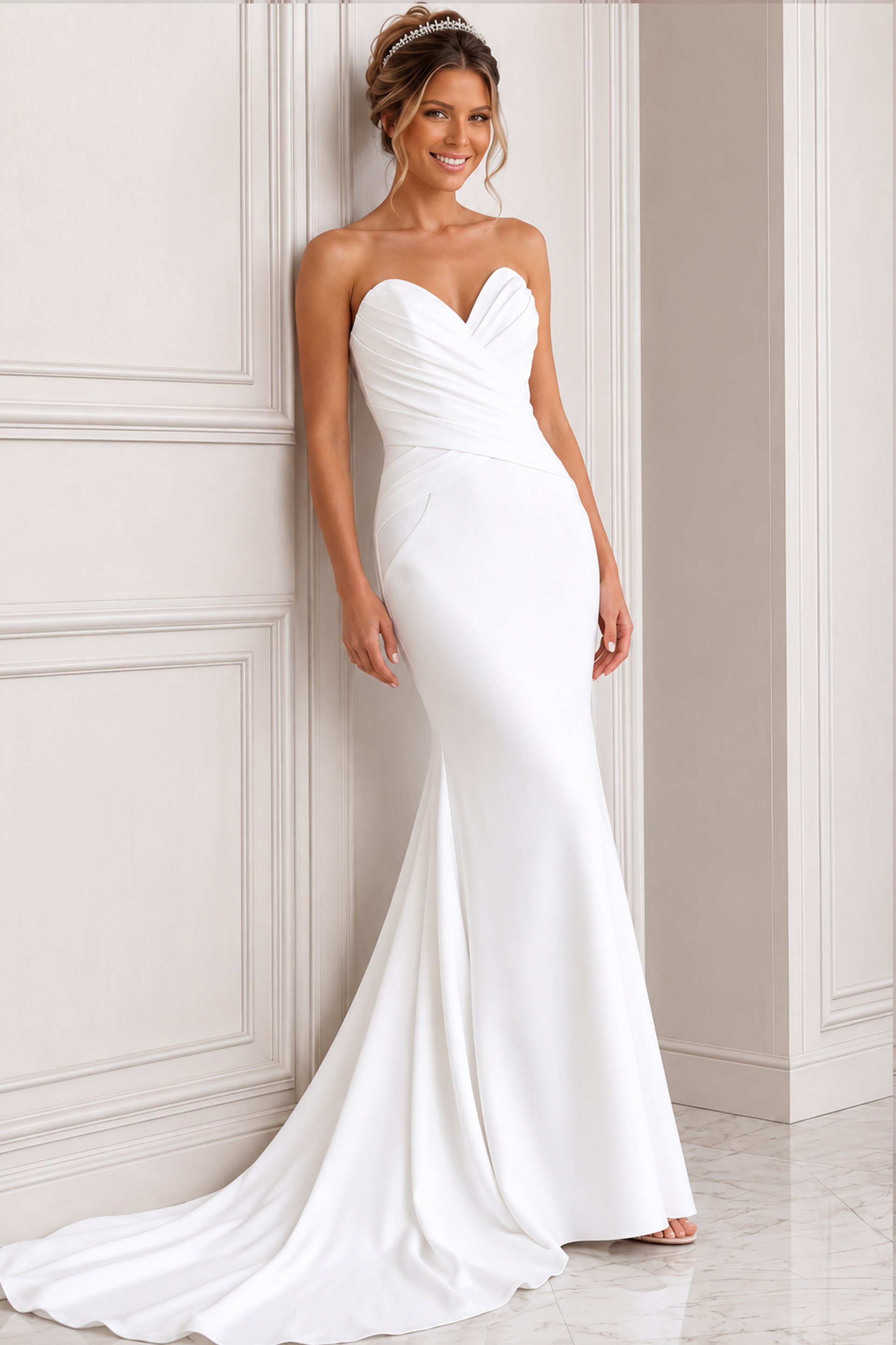 Strapless Sweetheart Crepe Bridal Gown JB45112