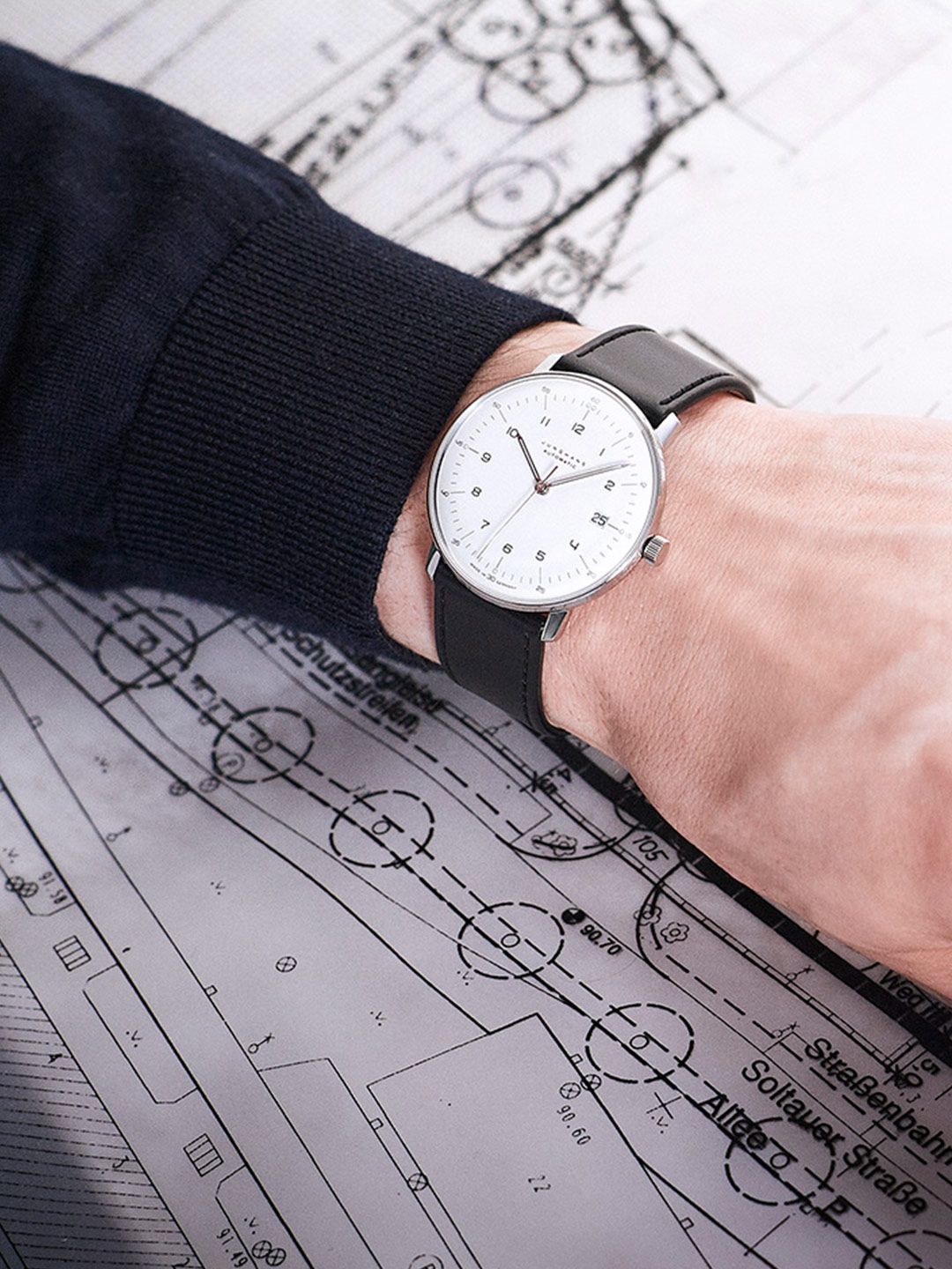Close-up of the pared-back dial and date window