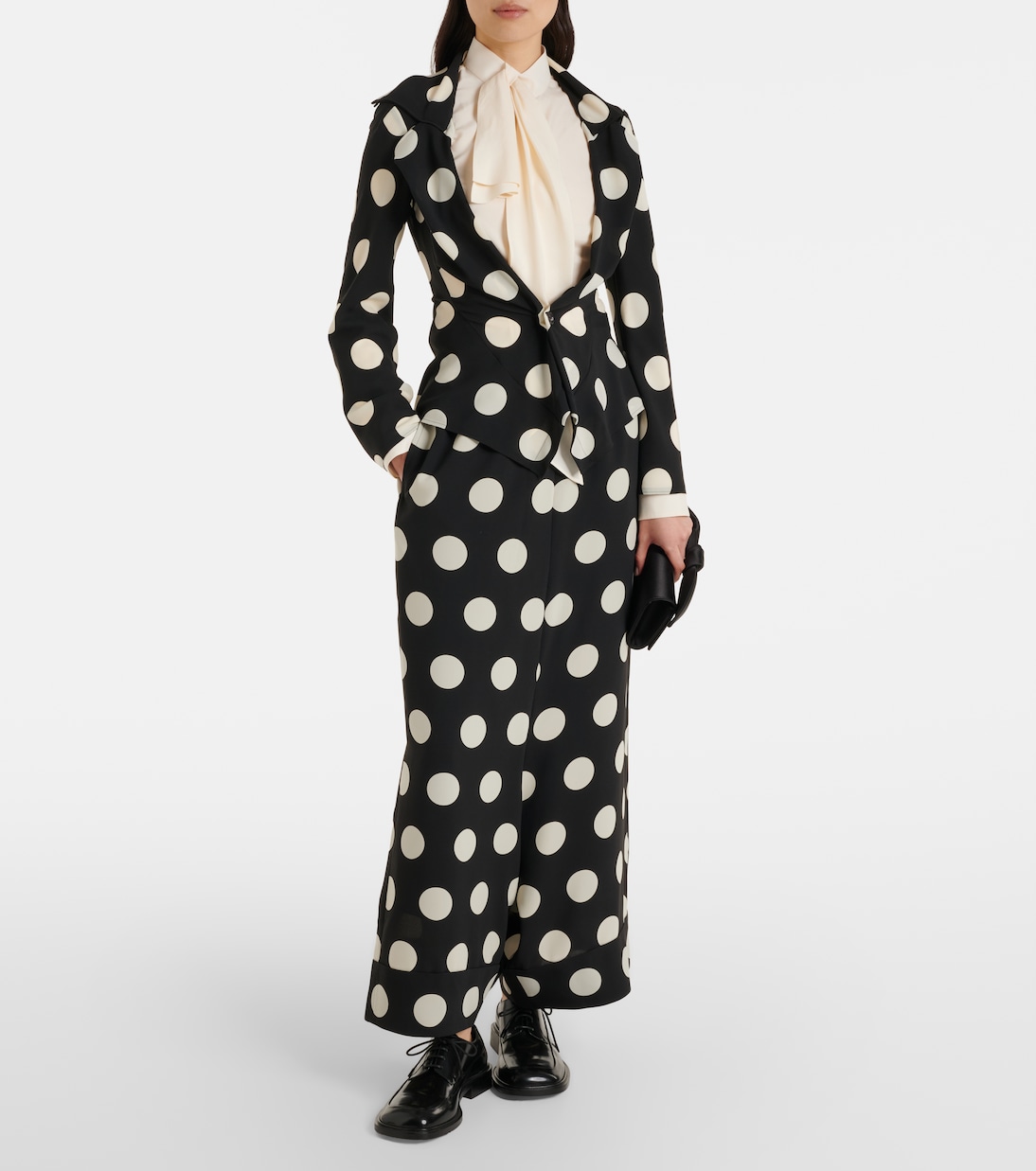Styled with the matching wide-leg pants.