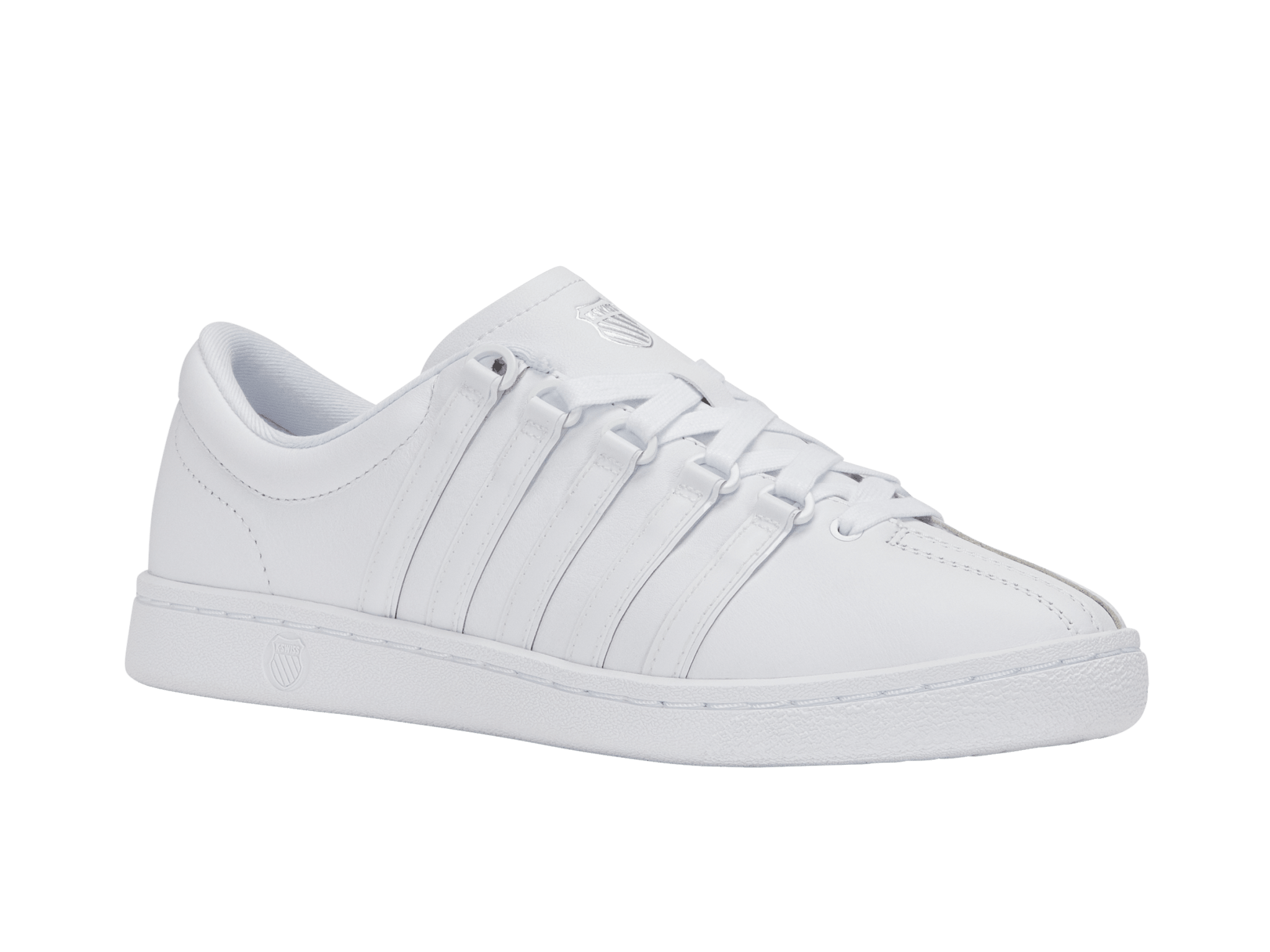 Three-quarter view emphasizing the toe and stripe lines
