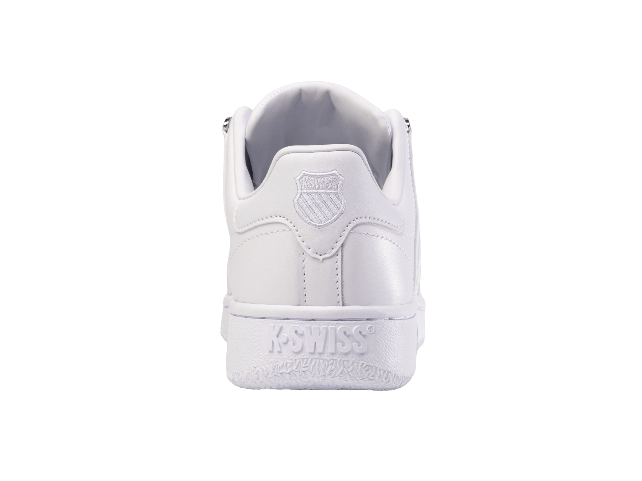 Heel view showing the rear branding and counter