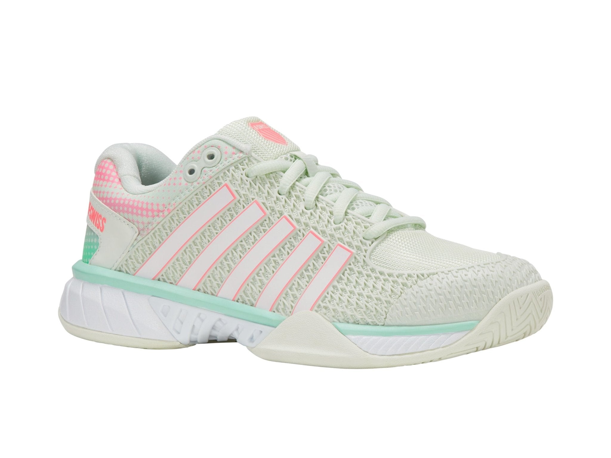 Three-quarter view emphasizing the toe and stripe lines
