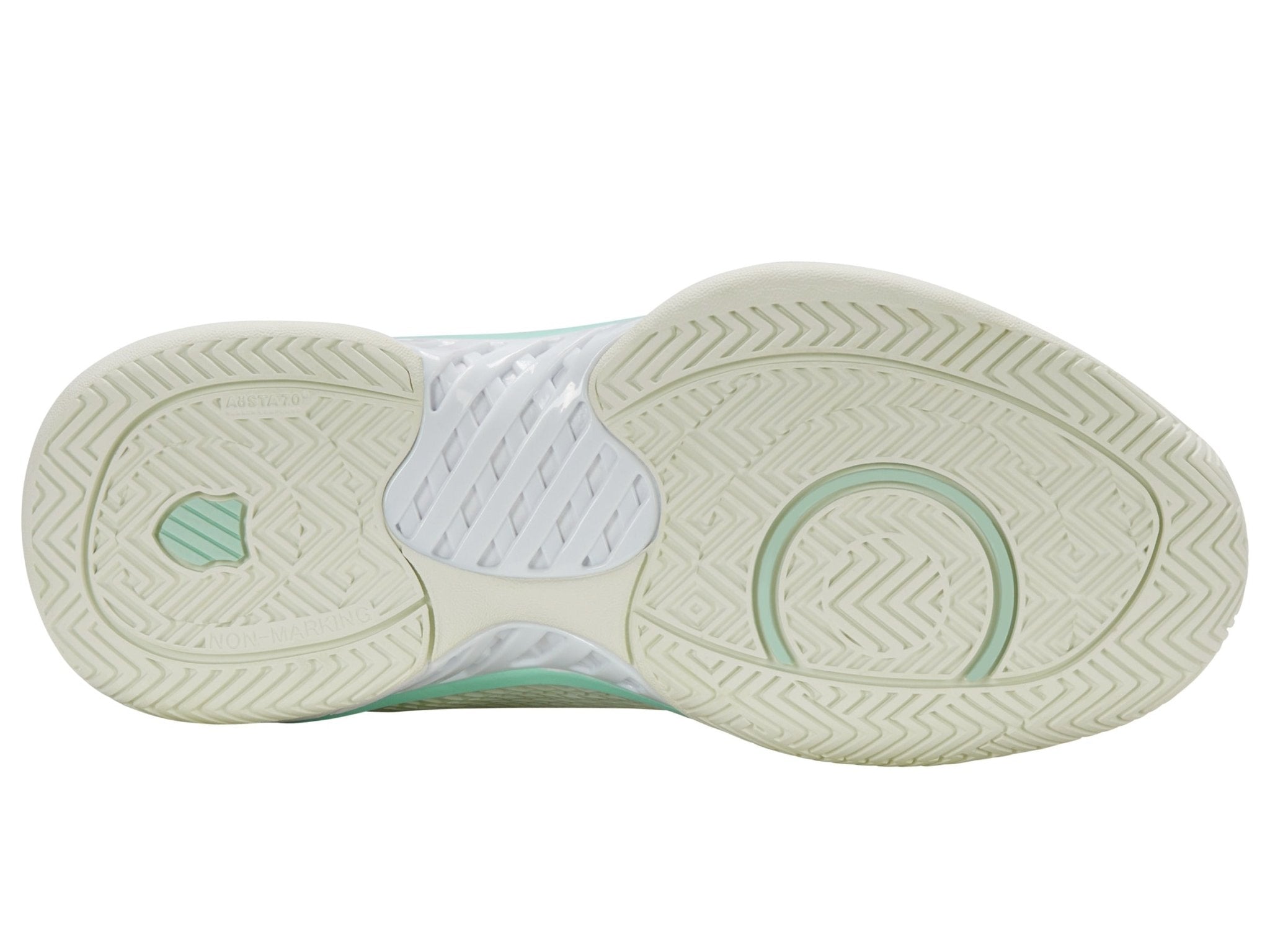Outsole view highlighting tread and court traction