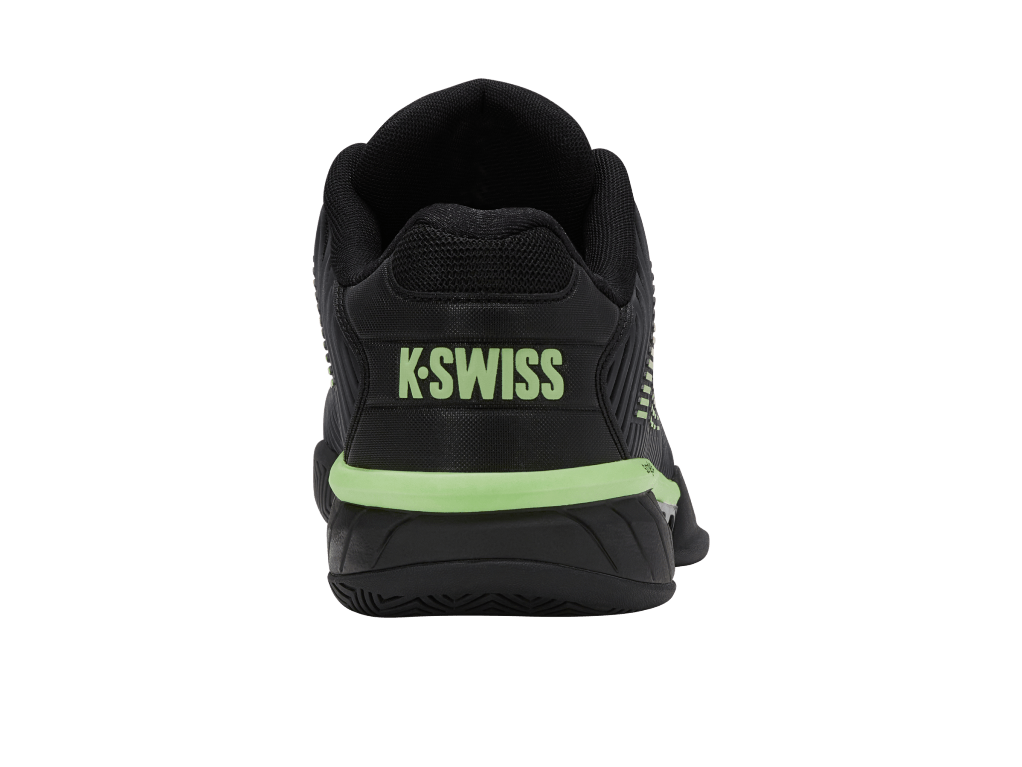 Heel view showing the rear branding and counter