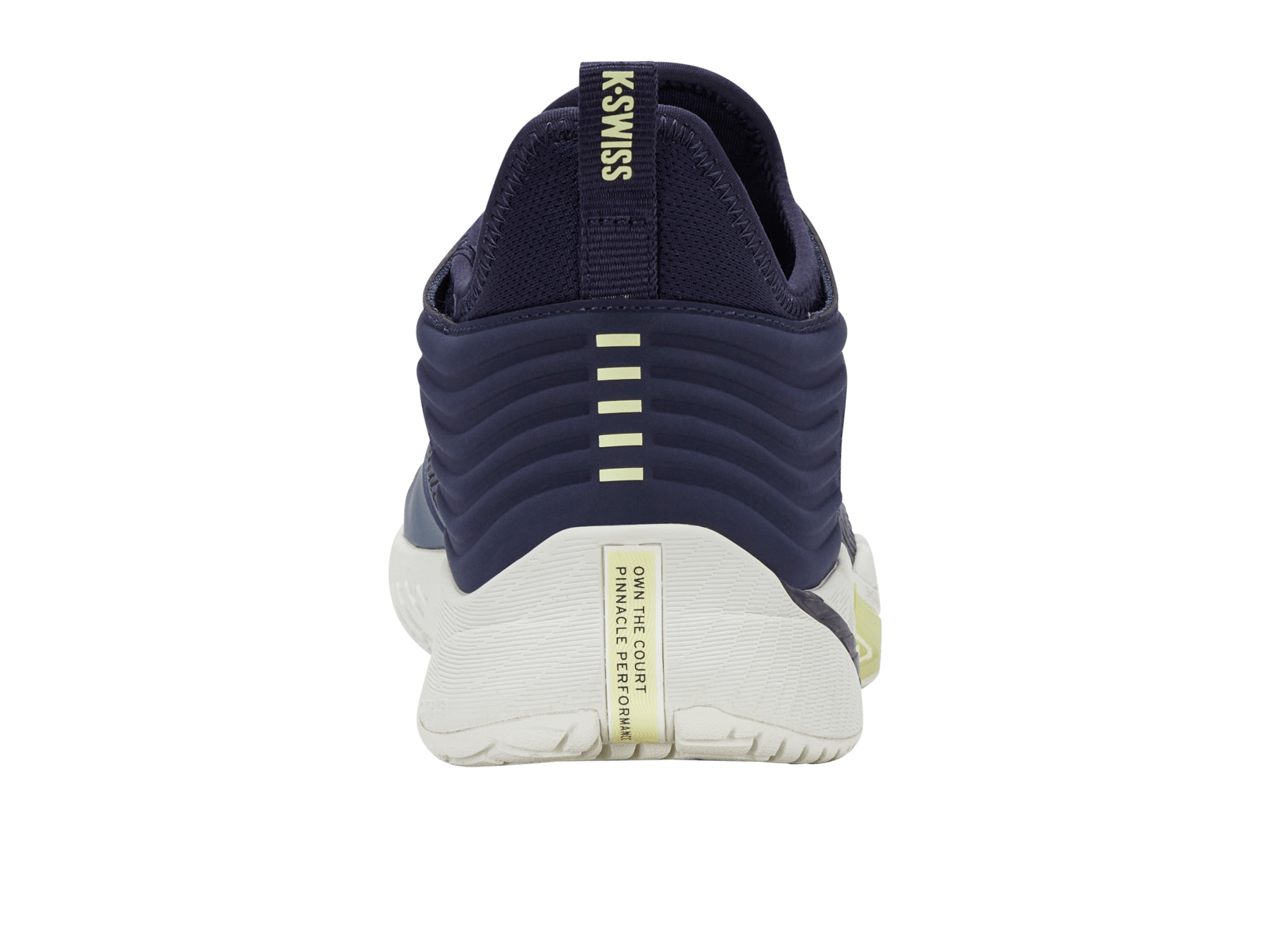 Heel view showing the rear branding and counter