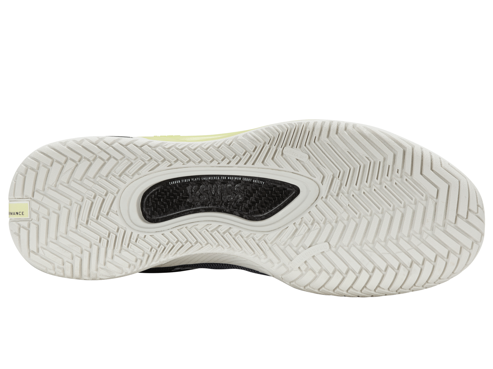 Outsole view highlighting tread and court traction