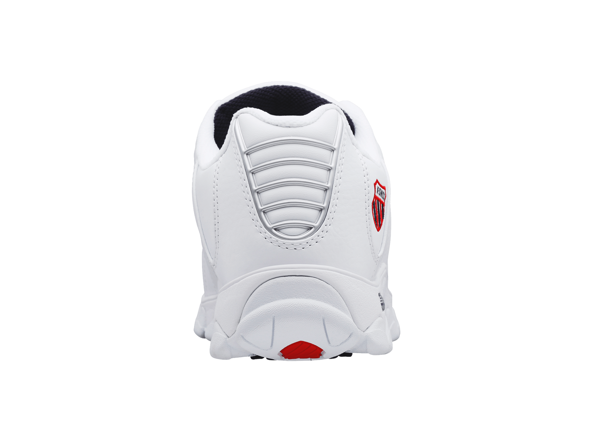 Heel view showing the rear branding and counter