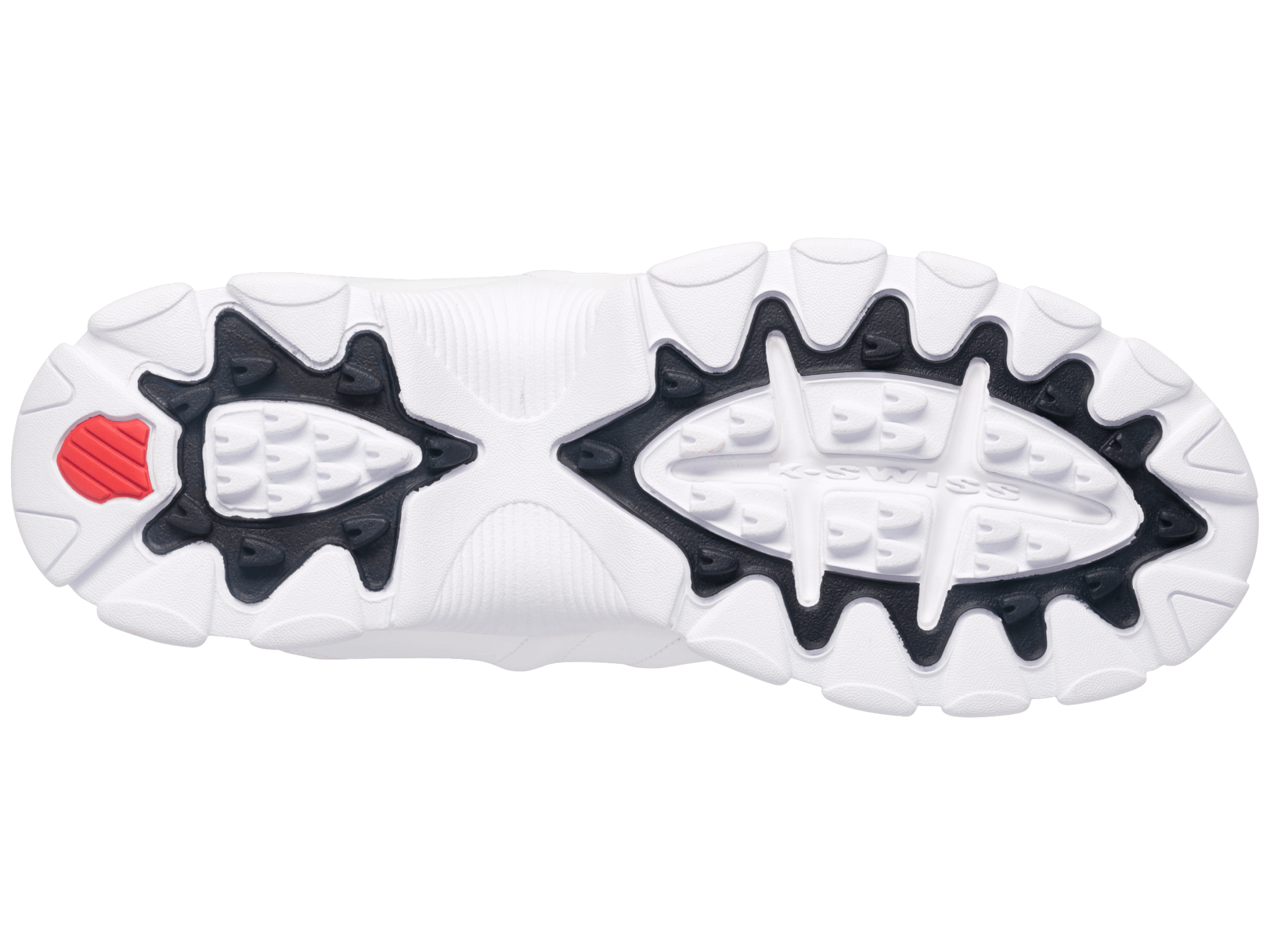 Outsole view highlighting tread and court traction