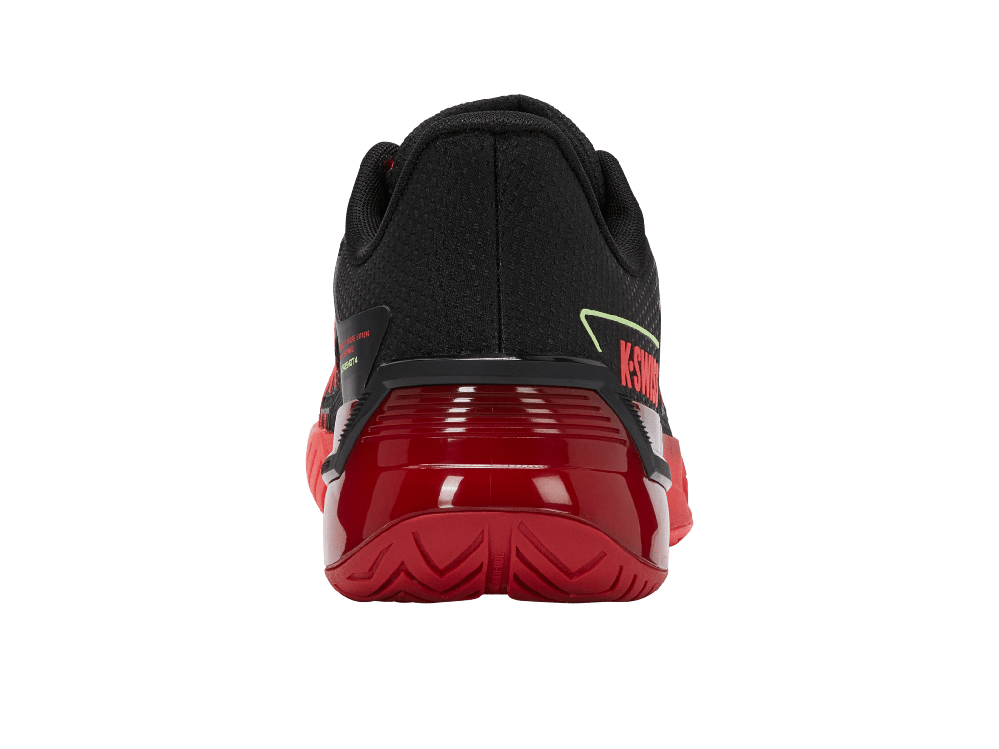 Heel view showing the rear branding and counter