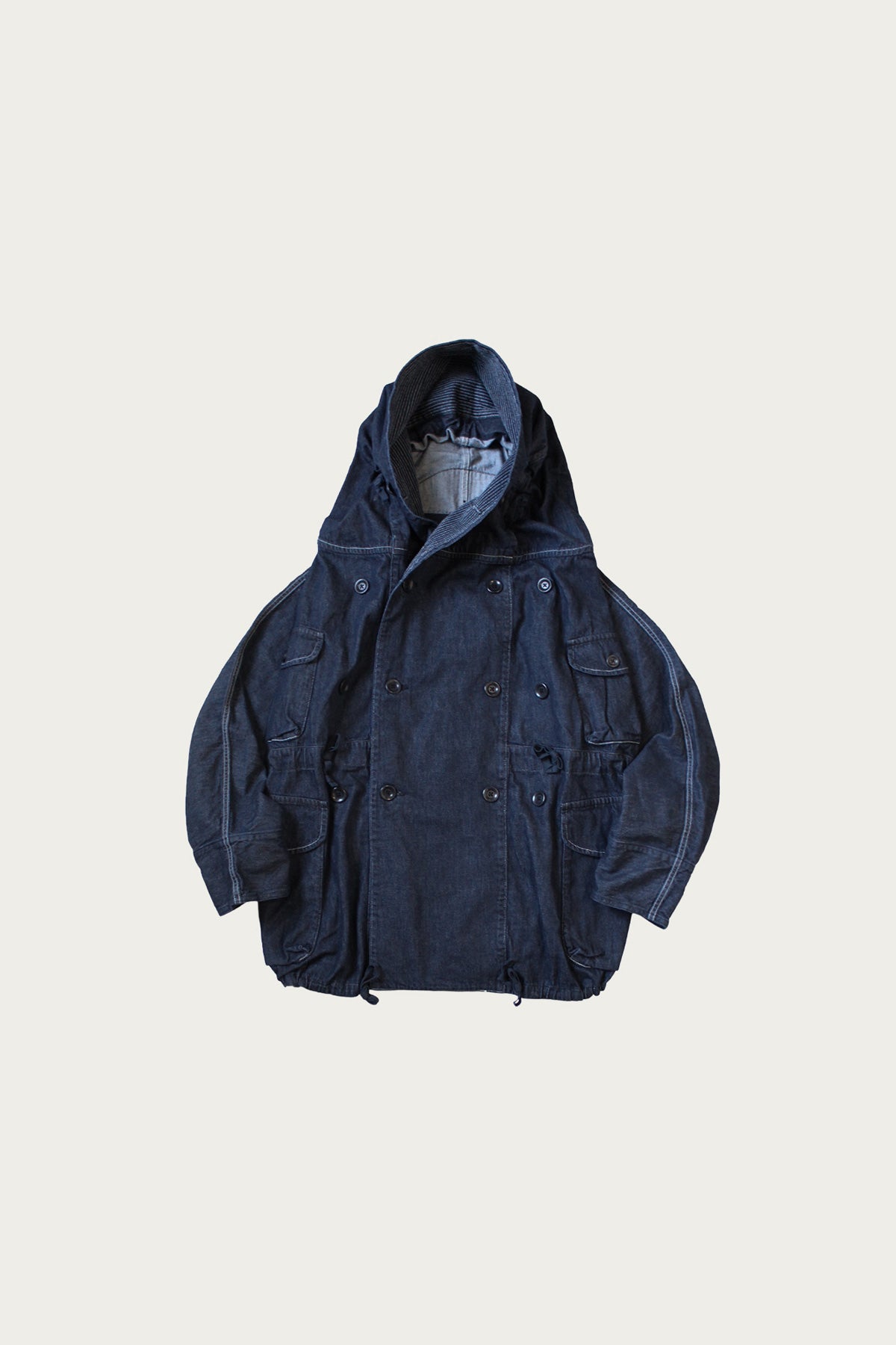 Open front showing the oversized shawl collar