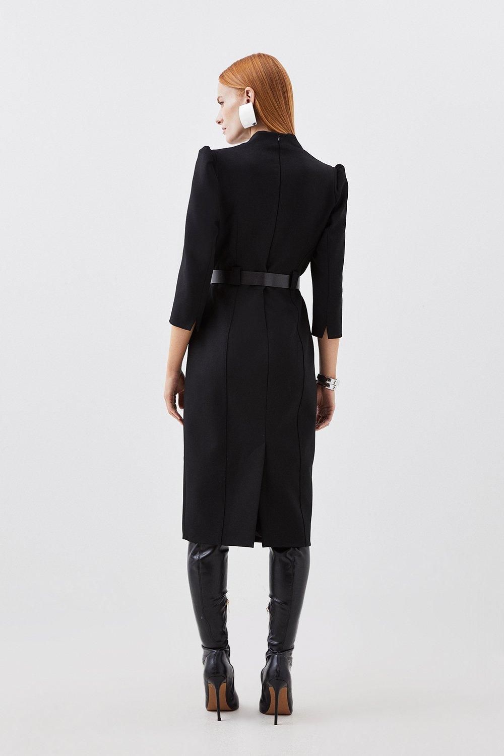 Close detail on the fitted bodice and belt