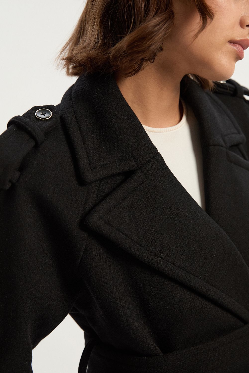 Close-up on the wool surface and buttons