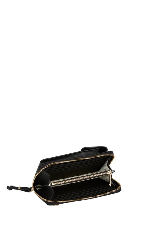 Interior view of the black phone wallet