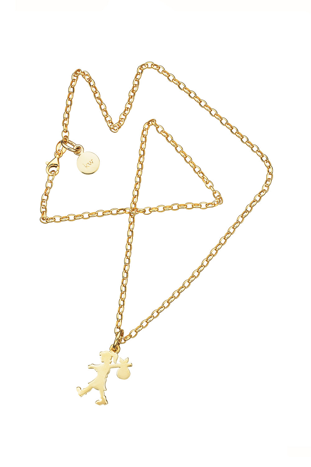 Close view of the belcher chain and bindle-bearing charm