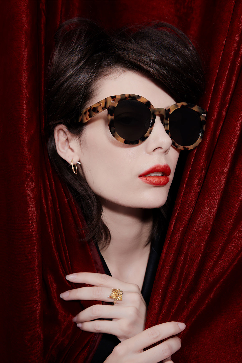Close editorial crop of the chunky frame