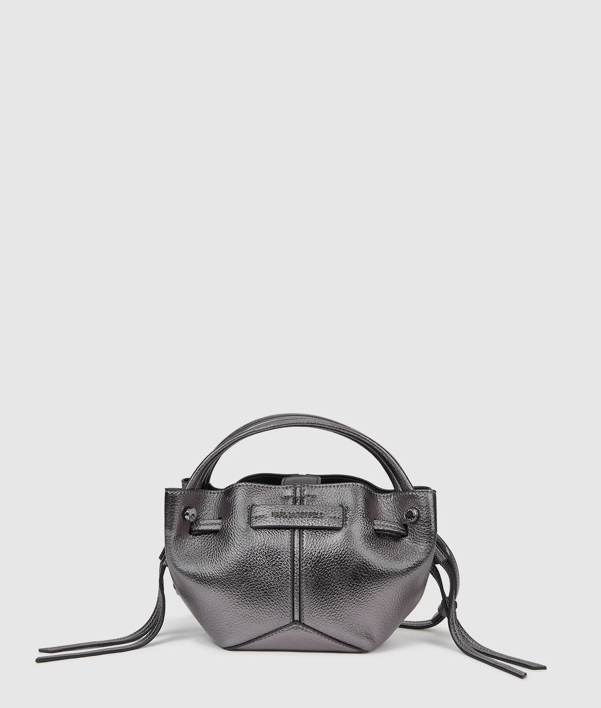 K/Pierced Mini Metallic Bucket Bag