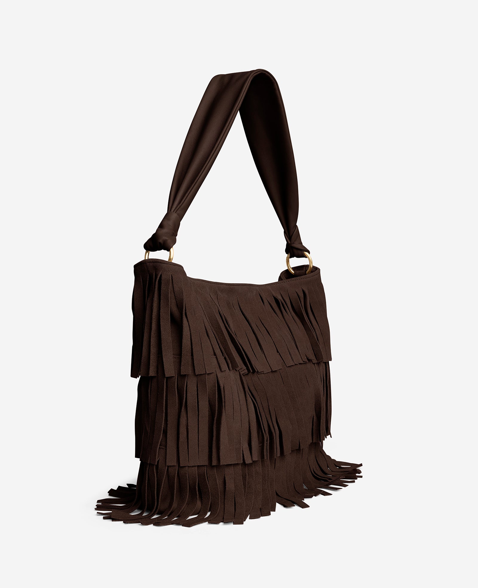 Fringe slouch three-quarter angle