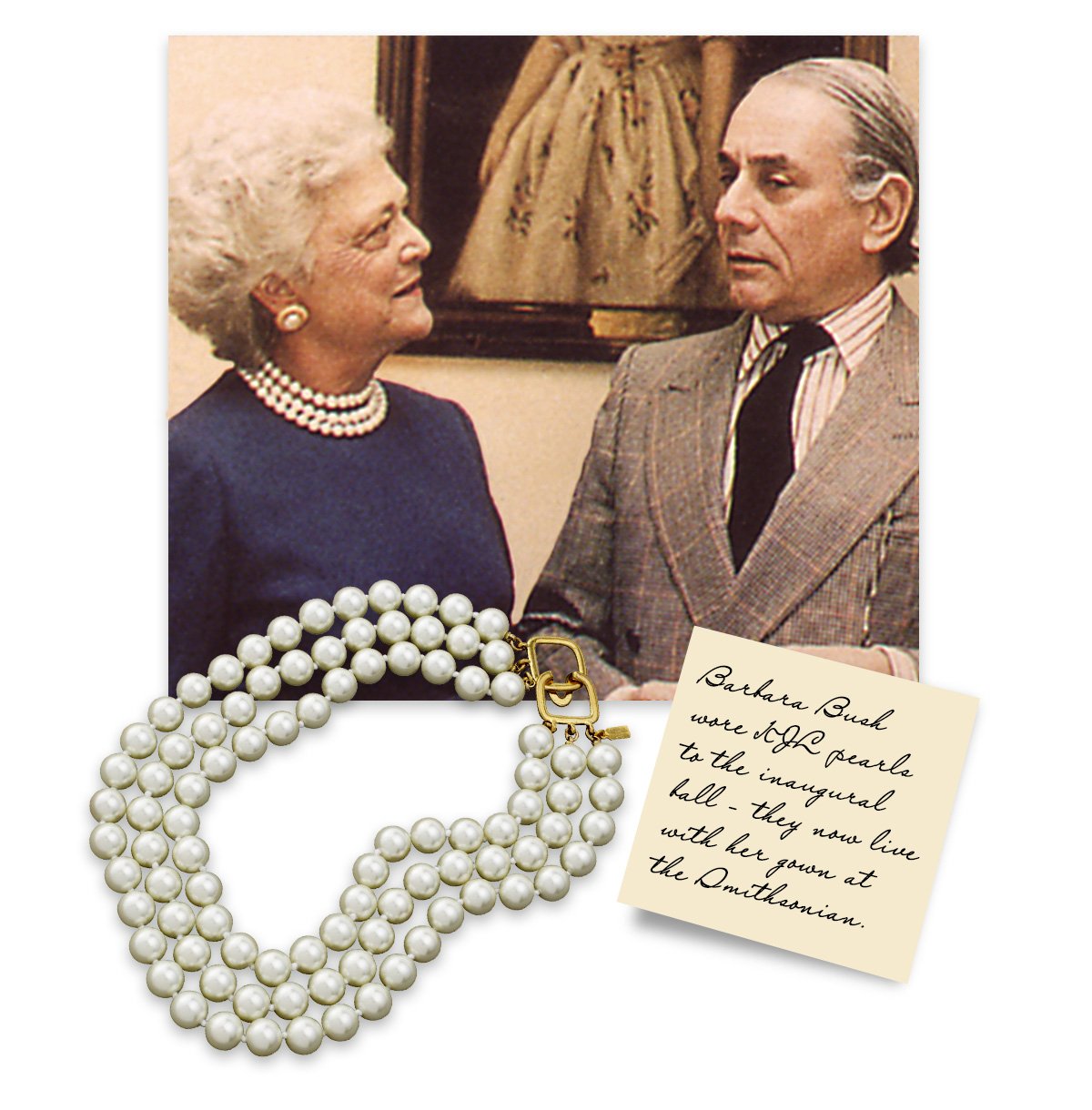Official who-wore-it image linking the piece to Barbara Bush