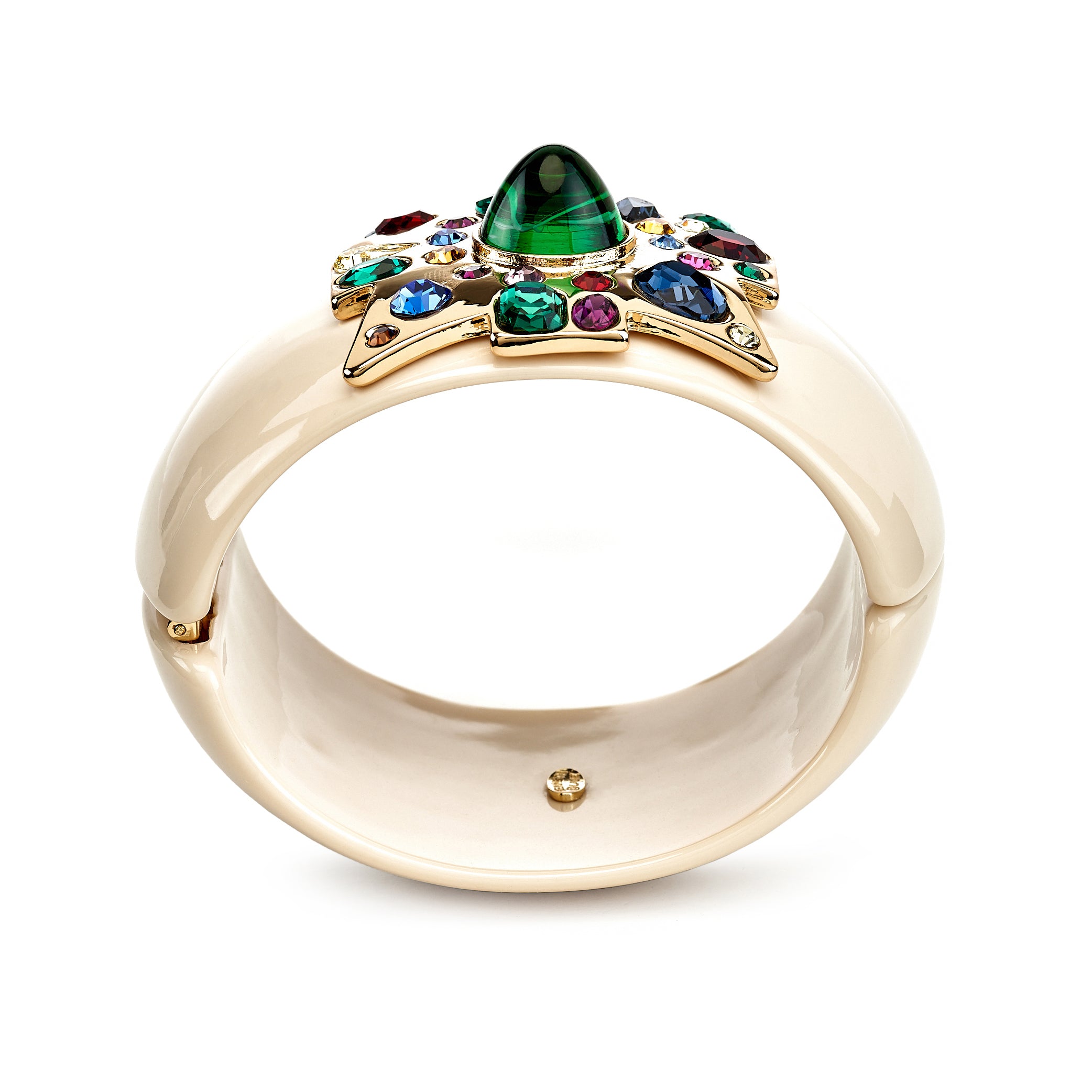Side angle showing the bracelet's curved cuff profile
