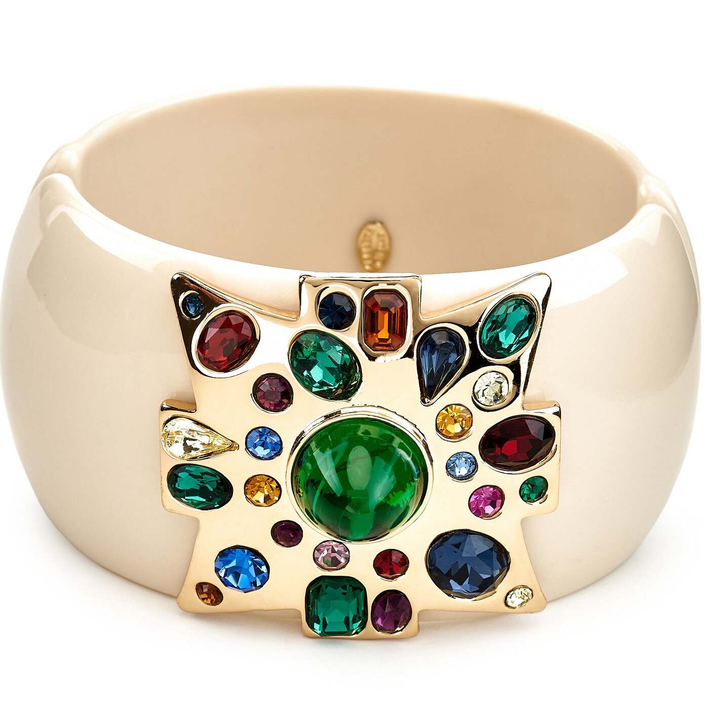Closer crop isolating the jewel mix within the cross