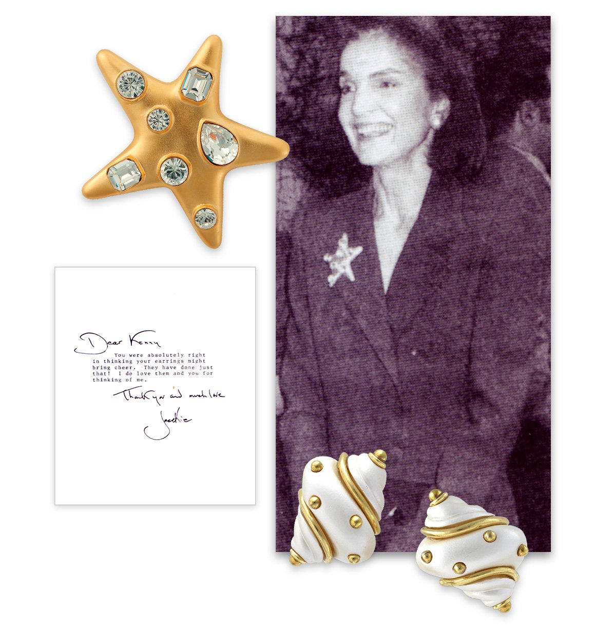 Official historical image linking the pin to Jacqueline Kennedy Onassis