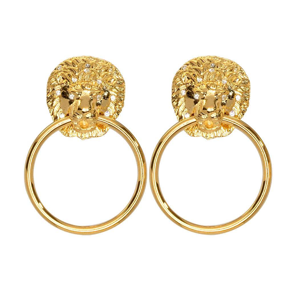 Lion Head Doorknocker Clip-On Earrings