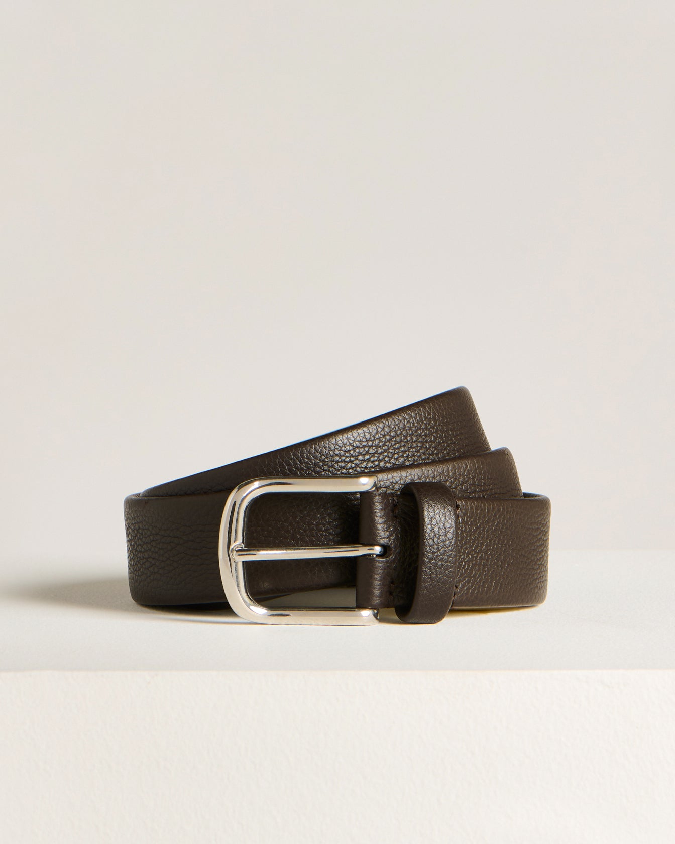 Men's Dark Brown Calfskin Leather Belt