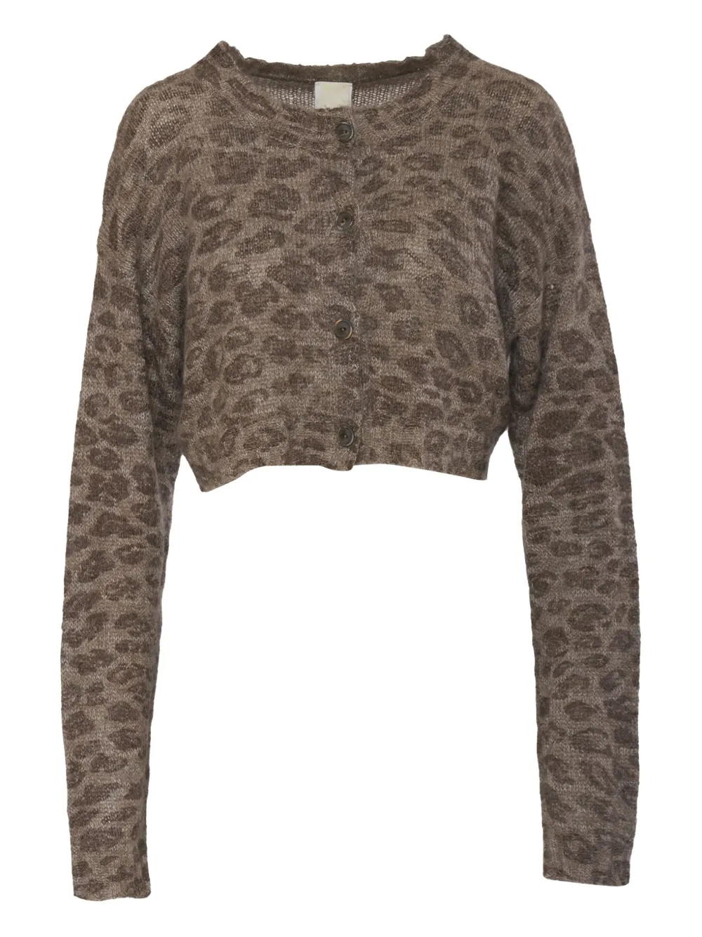 Leopard-print cropped cardigan in mohair-wool blend