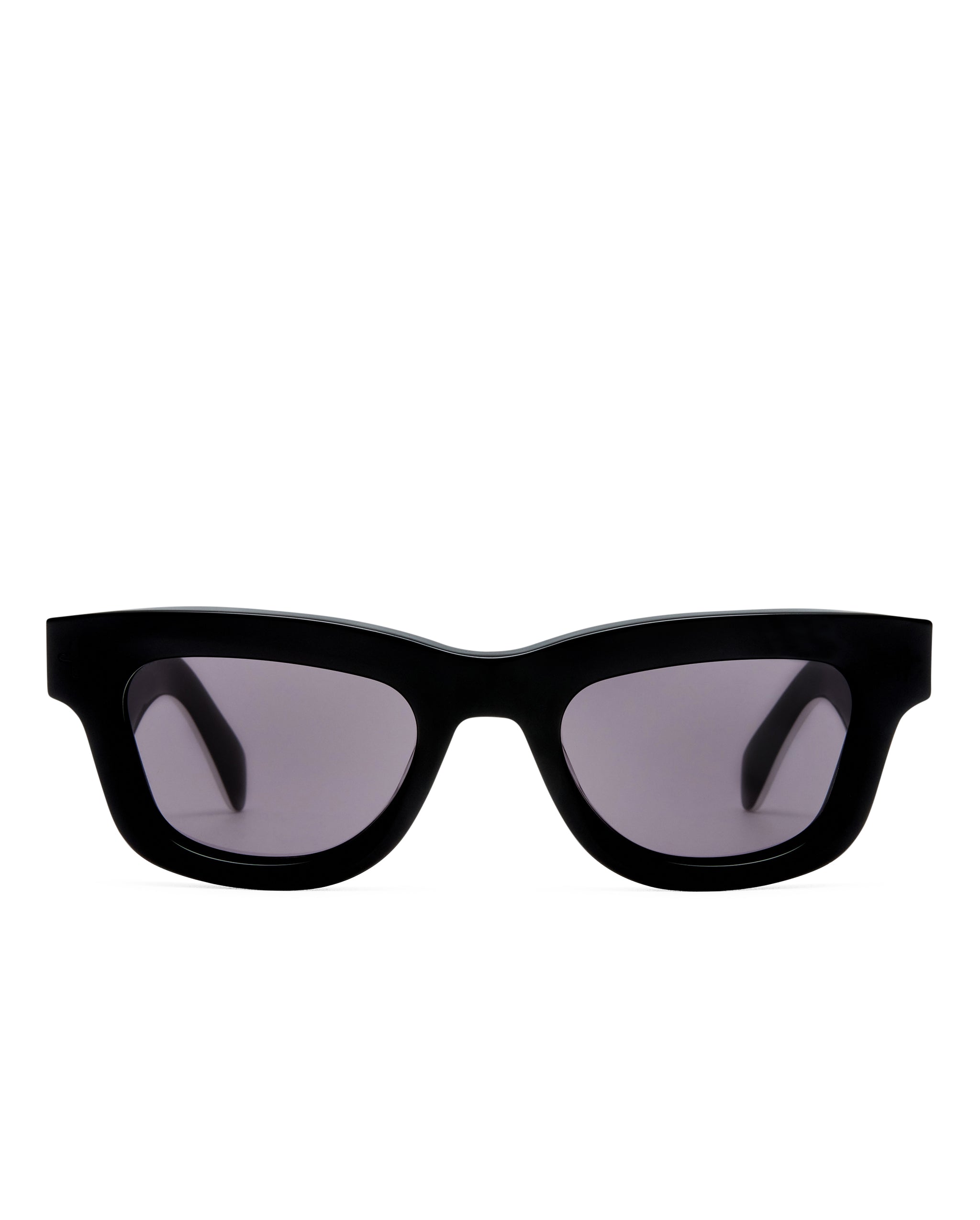 Front view of the black frame and smoke lenses