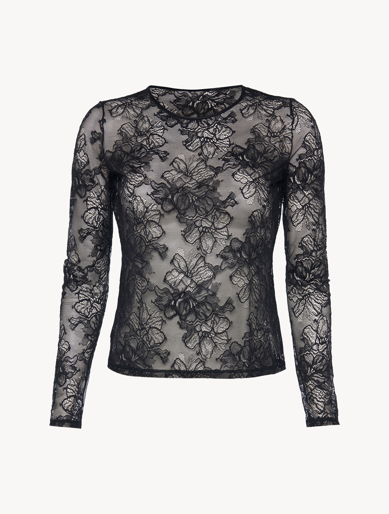 Top in Black Italian Jacquard Lace